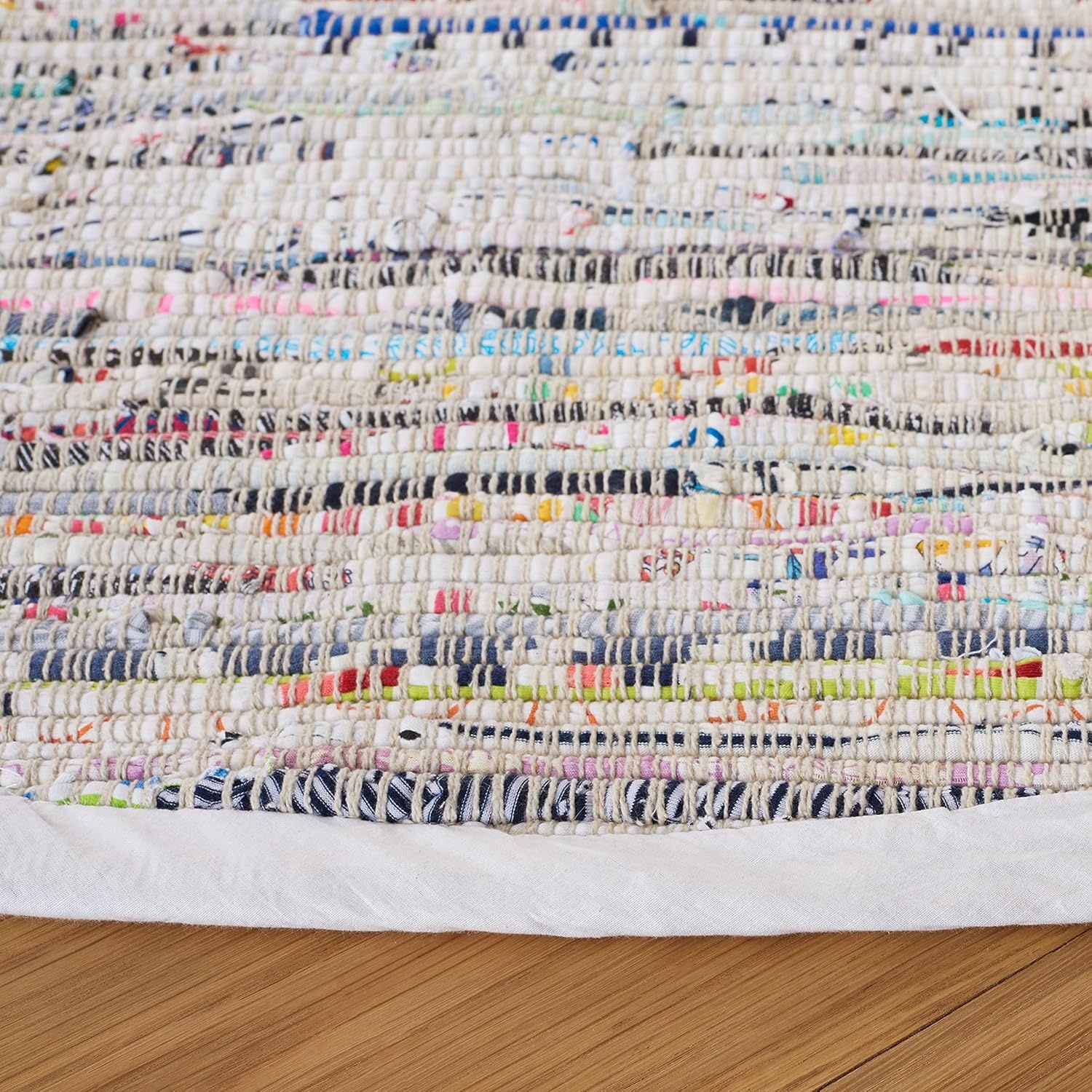 image:imageSAFAVIEH Rag Rug Collection Area Rug 8 x 10 Ivory amp Multi Handmade Boho Stripe Cotton Ideal for High Traffic Areas in Living Room Bedroom RAR121GIvoryMulti