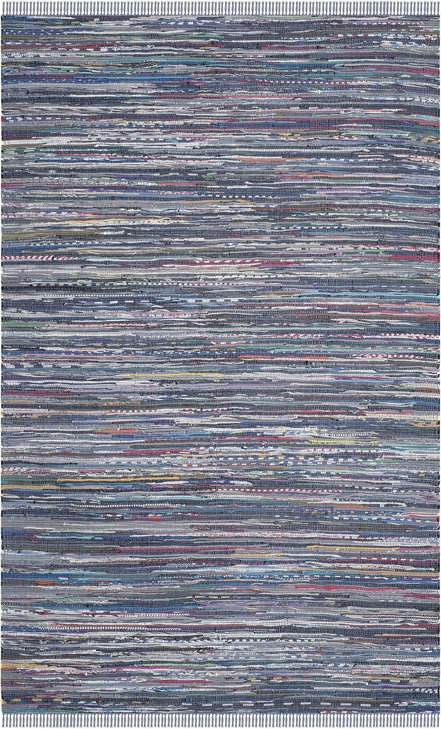 image:imageSAFAVIEH Rag Rug Collection Area Rug 8 x 10 Ivory amp Multi Handmade Boho Stripe Cotton Ideal for High Traffic Areas in Living Room Bedroom RAR121GPurpleMulti