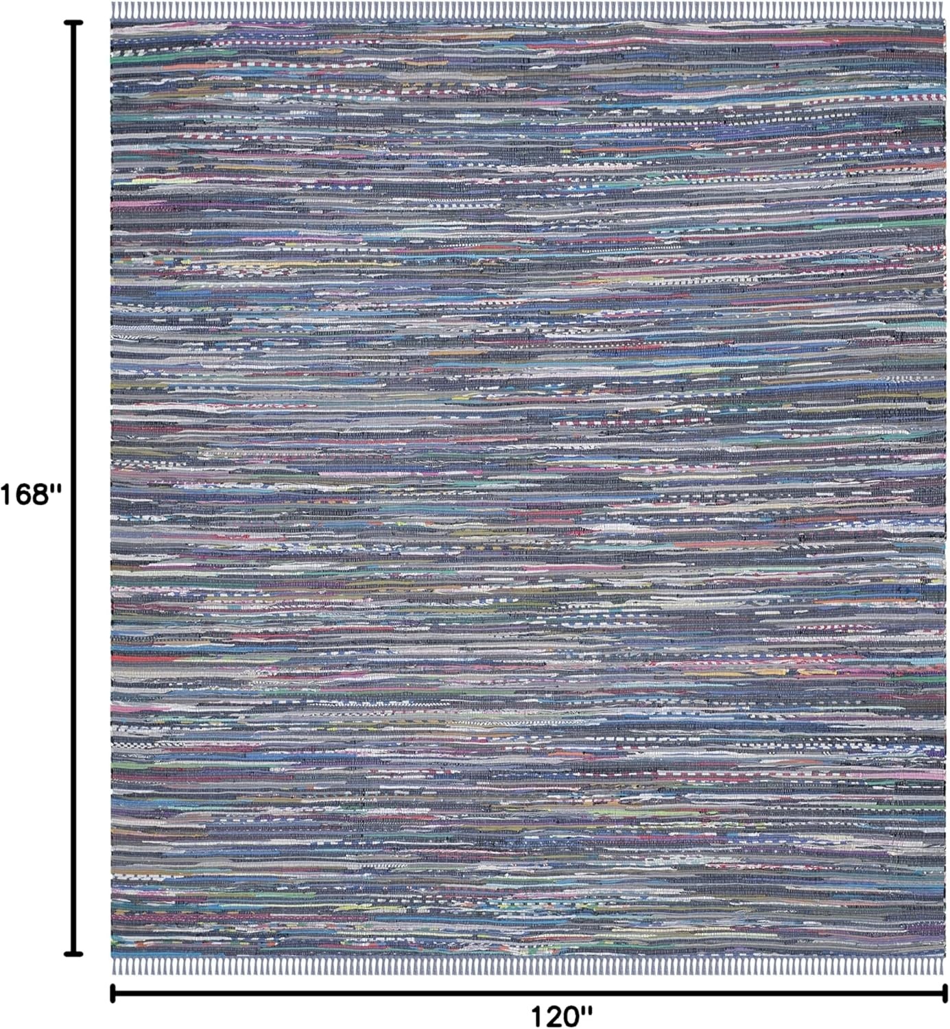 image:imageSAFAVIEH Rag Rug Collection Area Rug 8 x 10 Ivory amp Multi Handmade Boho Stripe Cotton Ideal for High Traffic Areas in Living Room Bedroom RAR121GPurpleMulti