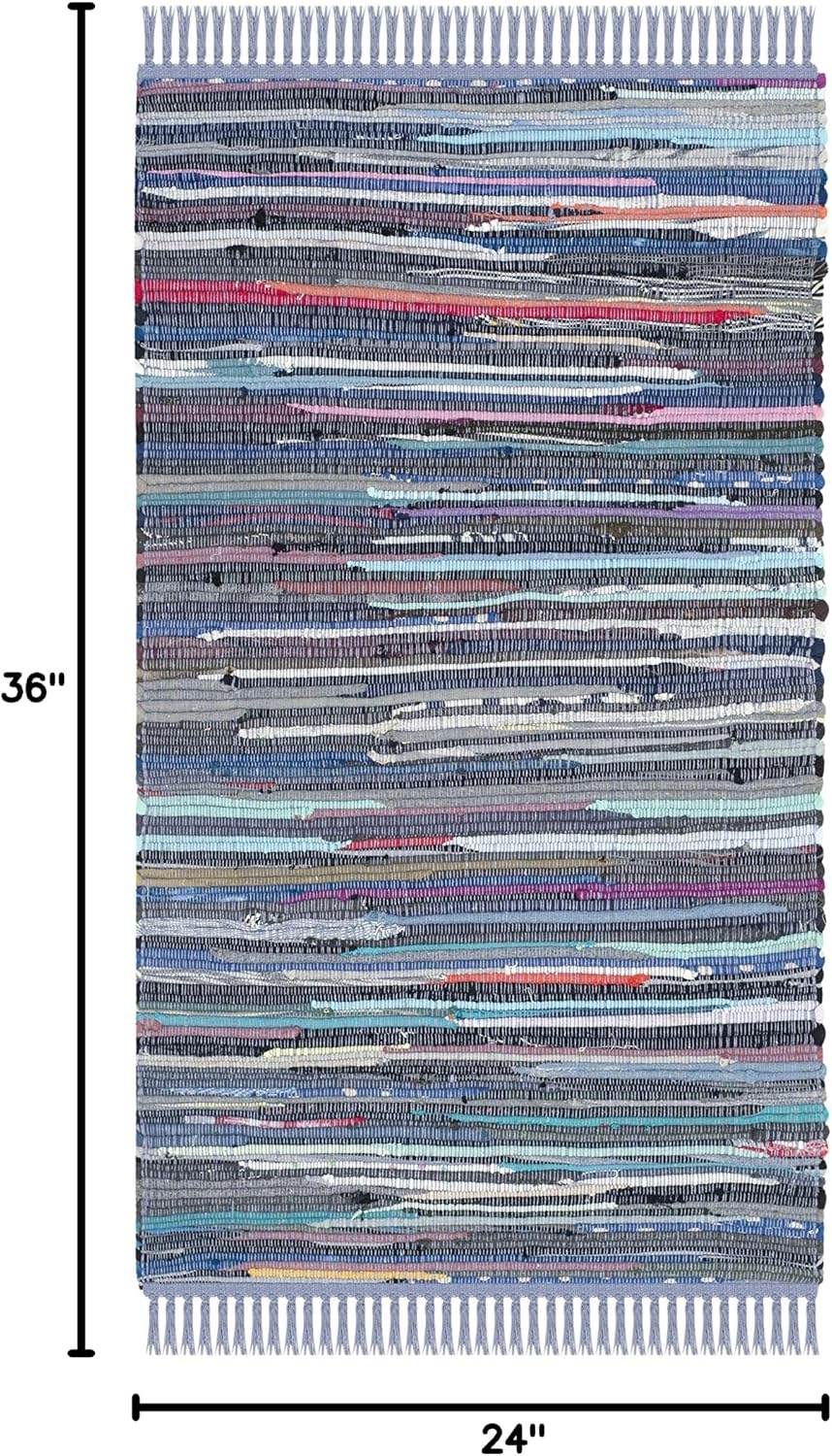 image:imageSAFAVIEH Rag Rug Collection Area Rug 8 x 10 Ivory amp Multi Handmade Boho Stripe Cotton Ideal for High Traffic Areas in Living Room Bedroom RAR121GPurpleMulti