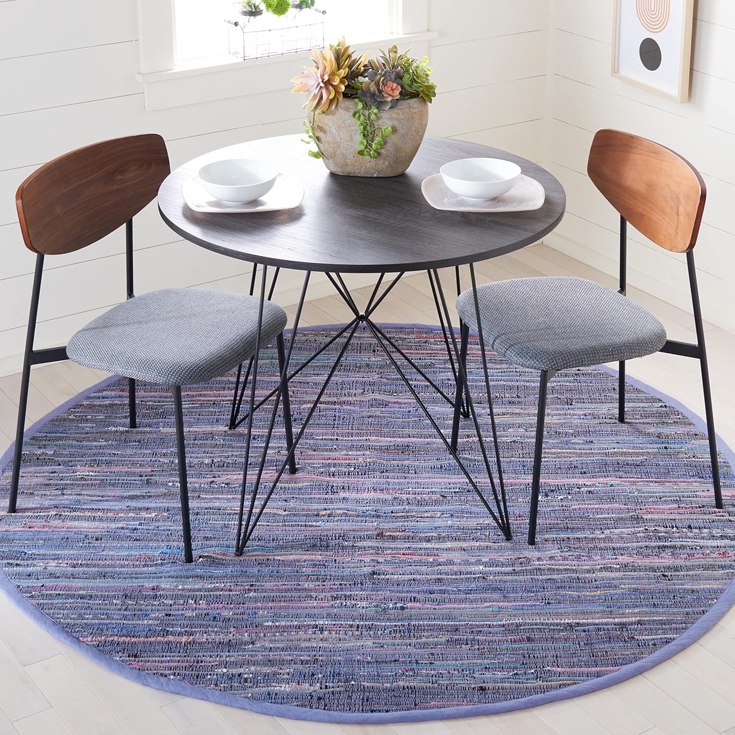 image:imageSAFAVIEH Rag Rug Collection Area Rug 8 x 10 Ivory amp Multi Handmade Boho Stripe Cotton Ideal for High Traffic Areas in Living Room Bedroom RAR121GPurpleMulti