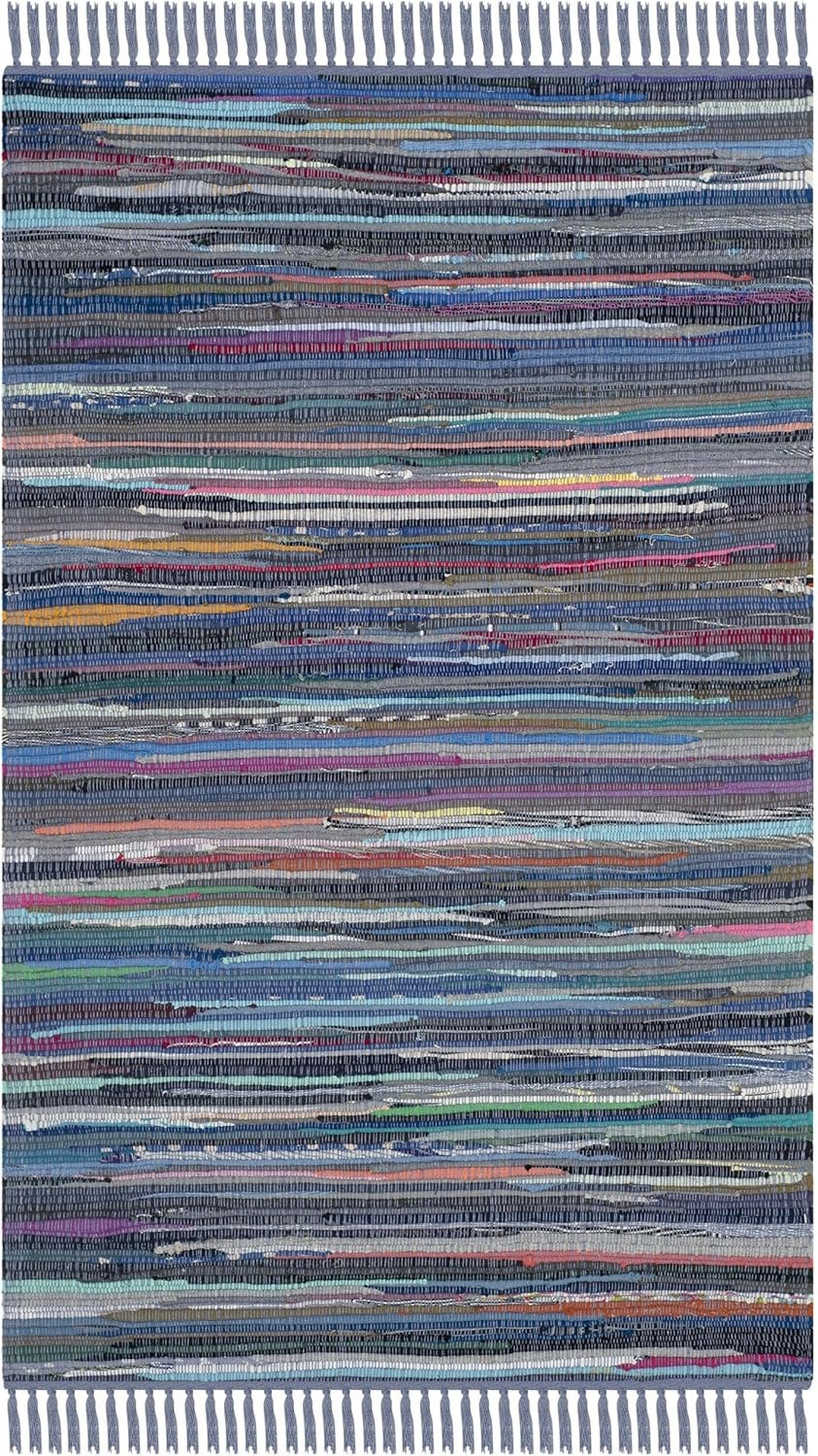 image:imageSAFAVIEH Rag Rug Collection Area Rug 8 x 10 Ivory amp Multi Handmade Boho Stripe Cotton Ideal for High Traffic Areas in Living Room Bedroom RAR121GPurpleMulti