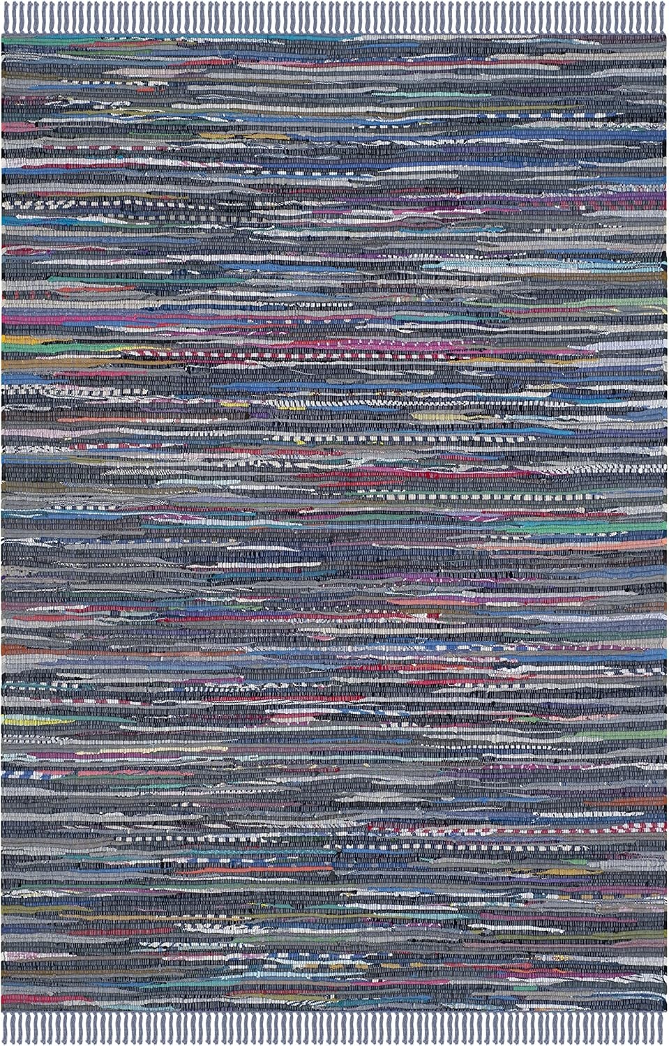 image:imageSAFAVIEH Rag Rug Collection Area Rug 8 x 10 Ivory amp Multi Handmade Boho Stripe Cotton Ideal for High Traffic Areas in Living Room Bedroom RAR121GPurpleMulti