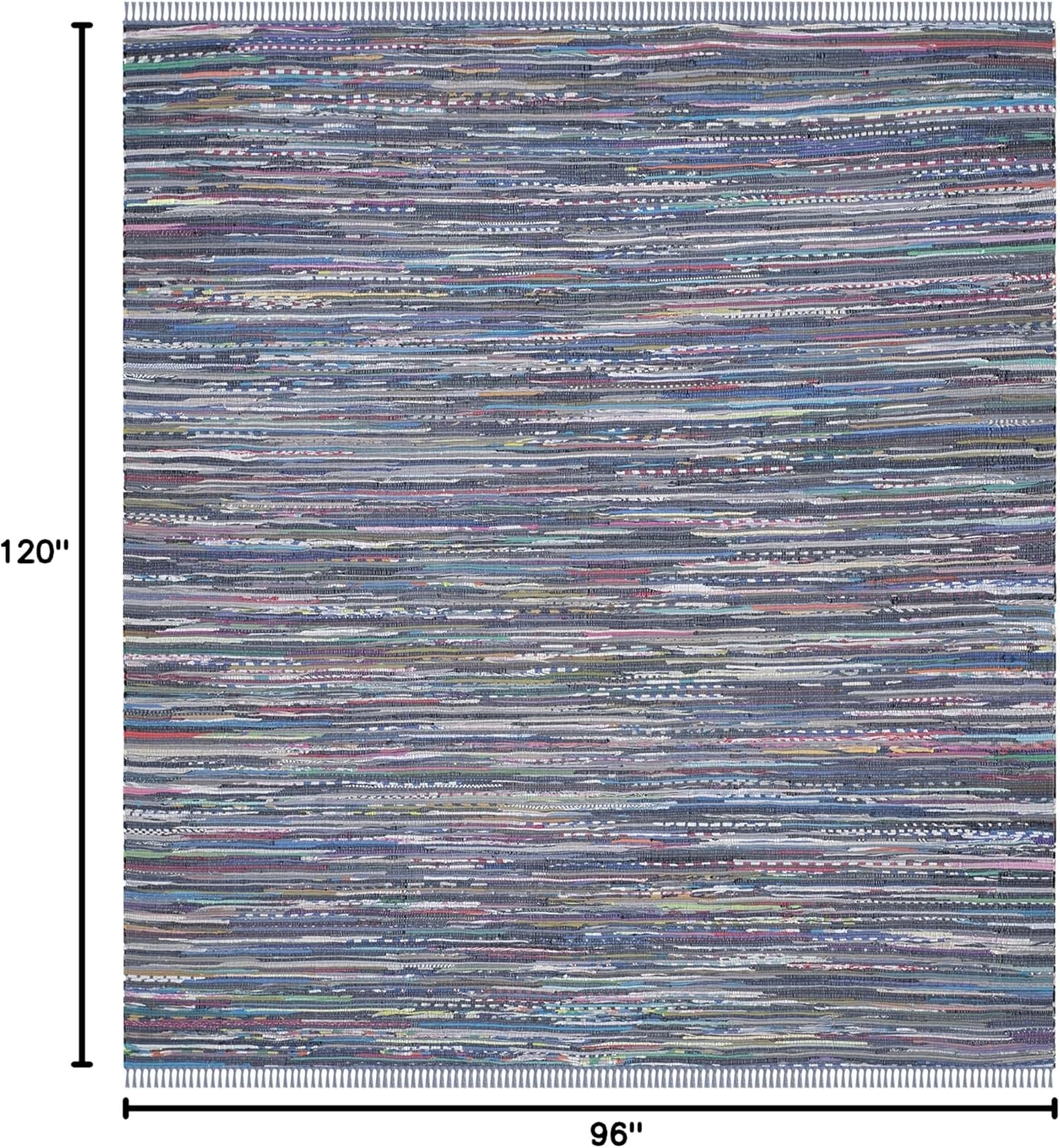 image:imageSAFAVIEH Rag Rug Collection Area Rug 8 x 10 Ivory amp Multi Handmade Boho Stripe Cotton Ideal for High Traffic Areas in Living Room Bedroom RAR121GPurpleMulti