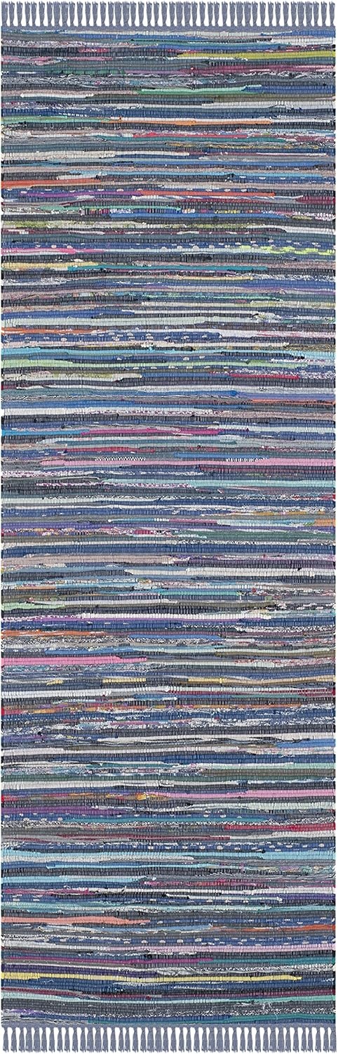 image:imageSAFAVIEH Rag Rug Collection Area Rug 8 x 10 Ivory amp Multi Handmade Boho Stripe Cotton Ideal for High Traffic Areas in Living Room Bedroom RAR121GPurpleMulti