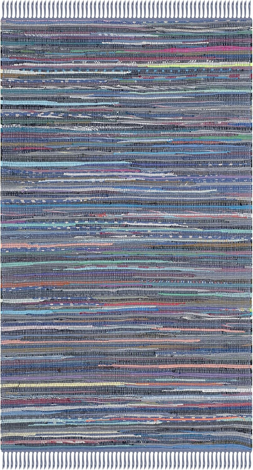 image:imageSAFAVIEH Rag Rug Collection Area Rug 8 x 10 Ivory amp Multi Handmade Boho Stripe Cotton Ideal for High Traffic Areas in Living Room Bedroom RAR121GPurpleMulti