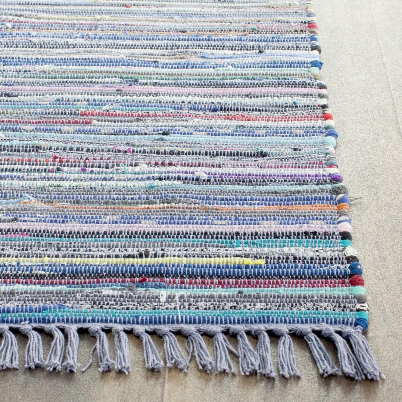 image:imageSAFAVIEH Rag Rug Collection Area Rug 8 x 10 Ivory amp Multi Handmade Boho Stripe Cotton Ideal for High Traffic Areas in Living Room Bedroom RAR121GPurpleMulti