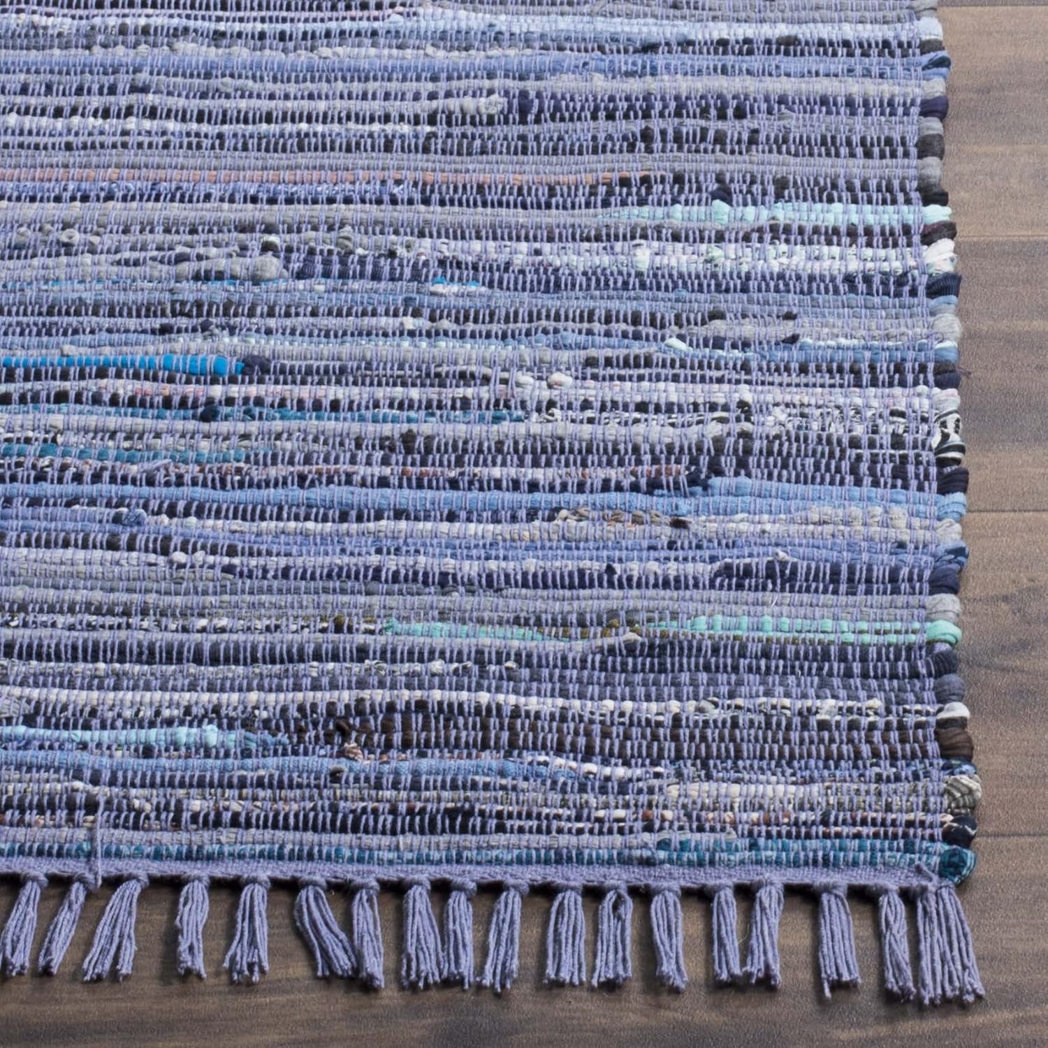 image:imageSAFAVIEH Rag Rug Collection Area Rug 8 x 10 Ivory amp Multi Handmade Boho Stripe Cotton Ideal for High Traffic Areas in Living Room Bedroom RAR121GPurpleMulti