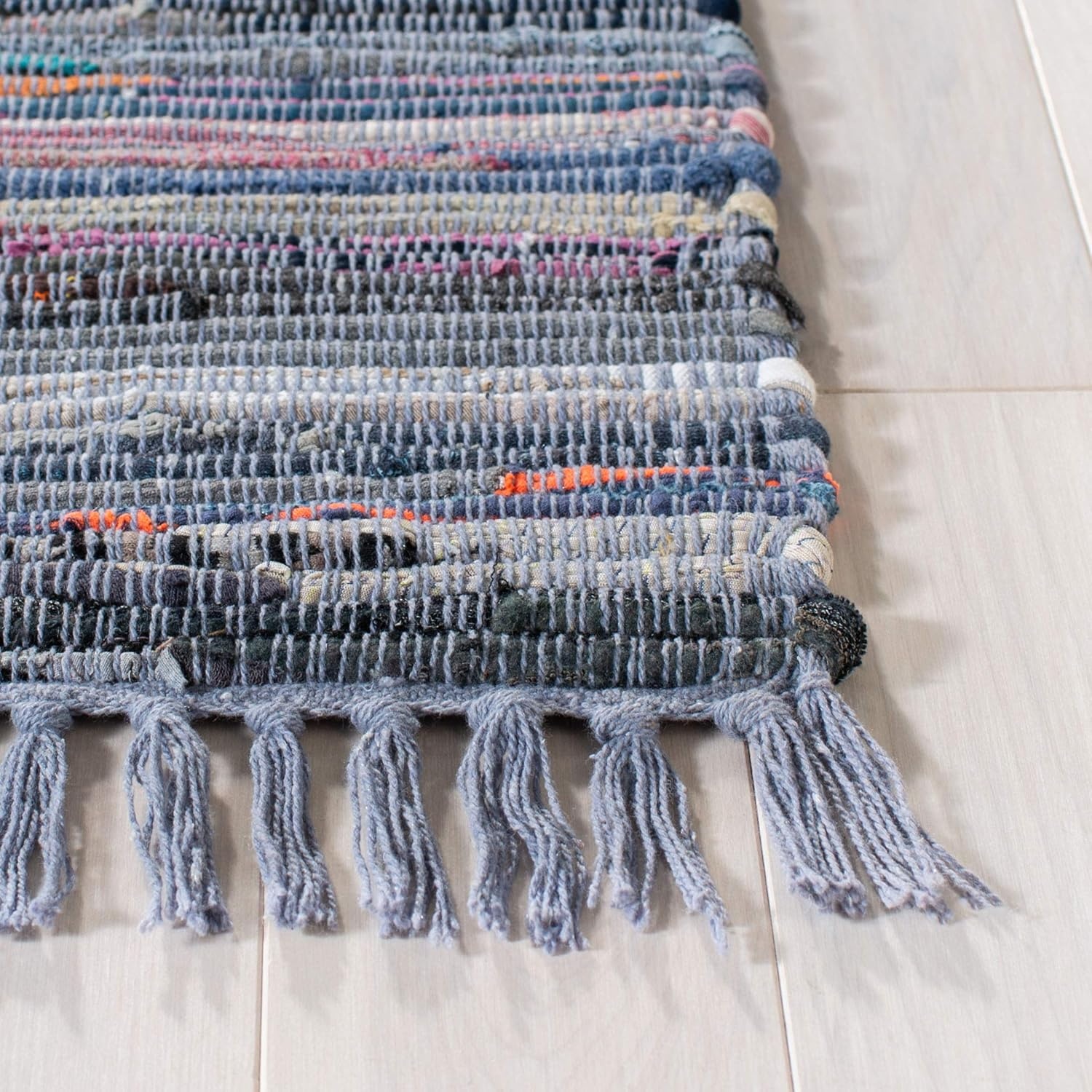 image:imageSAFAVIEH Rag Rug Collection Area Rug 8 x 10 Ivory amp Multi Handmade Boho Stripe Cotton Ideal for High Traffic Areas in Living Room Bedroom RAR121GPurpleMulti