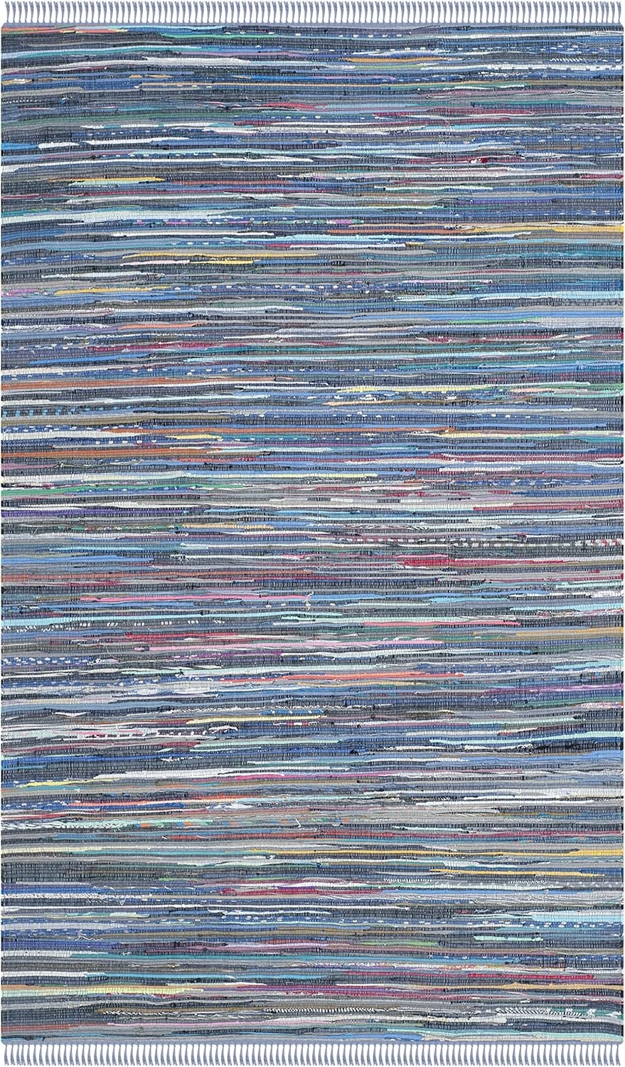 image:imageSAFAVIEH Rag Rug Collection Area Rug 8 x 10 Ivory amp Multi Handmade Boho Stripe Cotton Ideal for High Traffic Areas in Living Room Bedroom RAR121GPurpleMulti