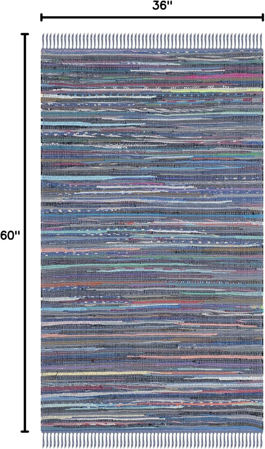 image:imageSAFAVIEH Rag Rug Collection Area Rug 8 x 10 Ivory amp Multi Handmade Boho Stripe Cotton Ideal for High Traffic Areas in Living Room Bedroom RAR121GPurpleMulti