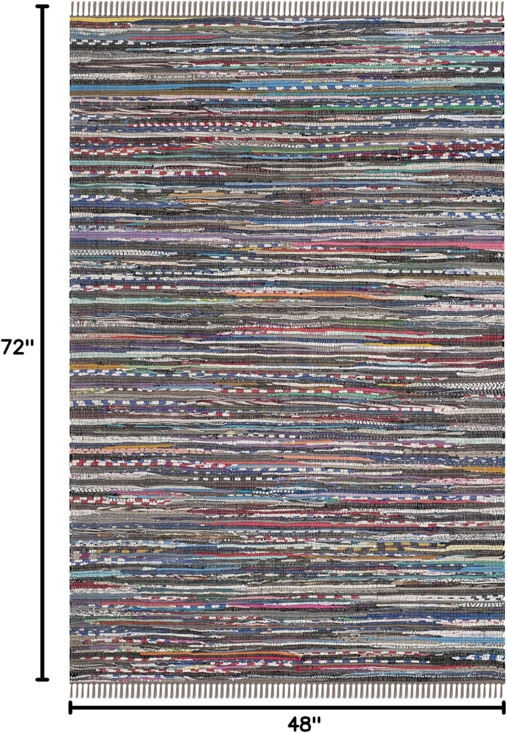 image:imageSAFAVIEH Rag Rug Collection Area Rug 8 x 10 Ivory amp Multi Handmade Boho Stripe Cotton Ideal for High Traffic Areas in Living Room Bedroom RAR121GRustMulti