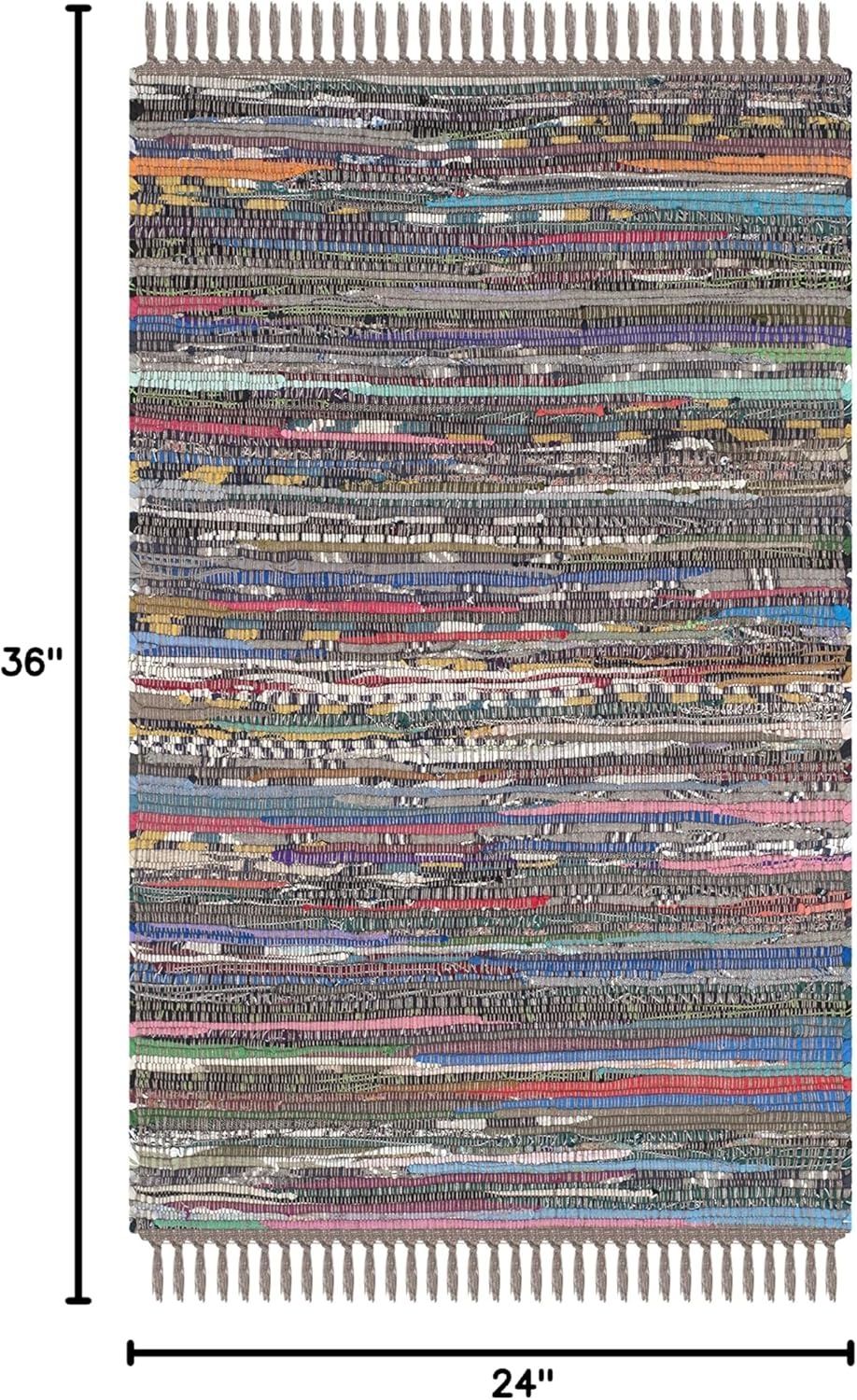 image:imageSAFAVIEH Rag Rug Collection Area Rug 8 x 10 Ivory amp Multi Handmade Boho Stripe Cotton Ideal for High Traffic Areas in Living Room Bedroom RAR121GRustMulti