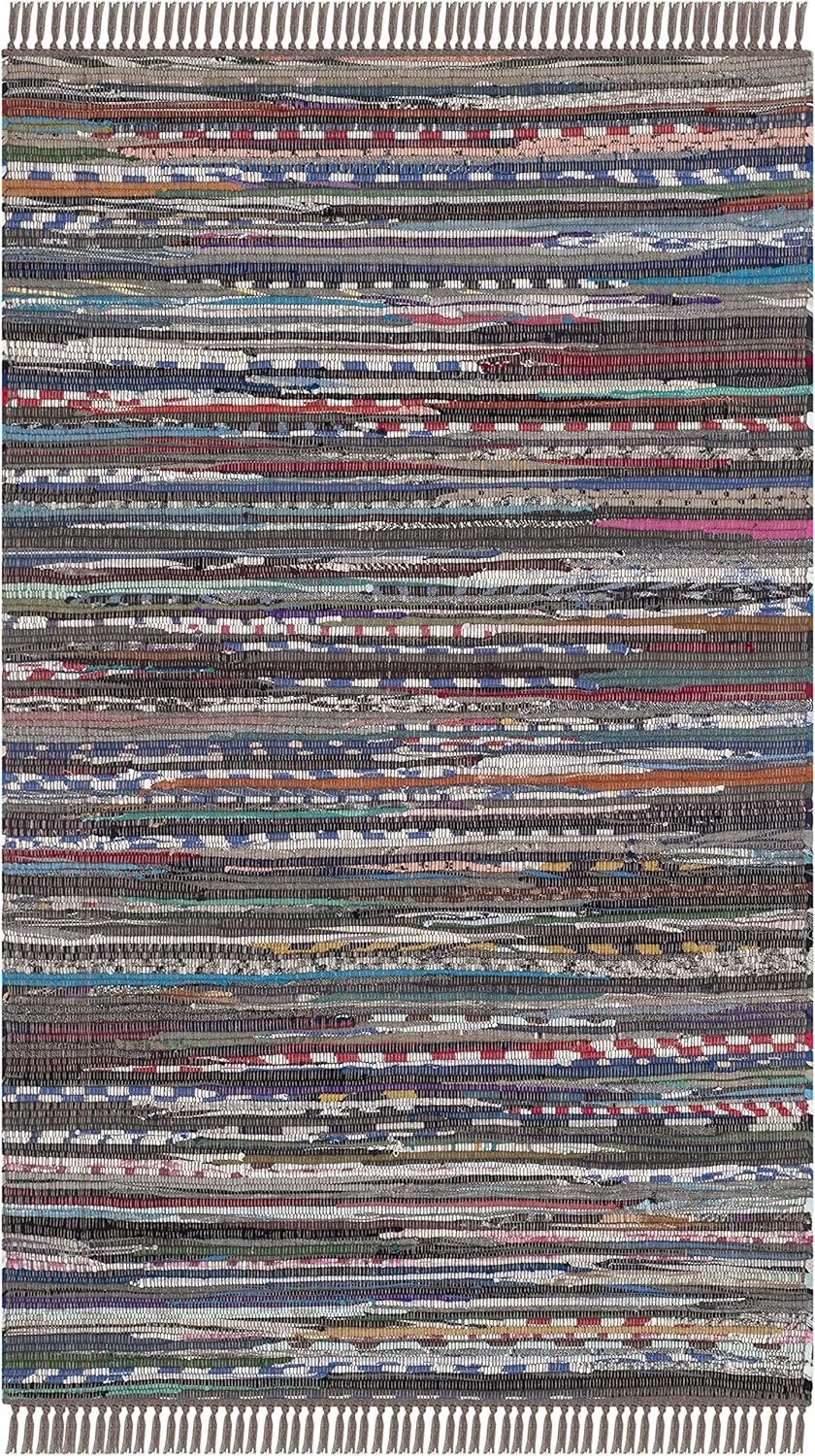 image:imageSAFAVIEH Rag Rug Collection Area Rug 8 x 10 Ivory amp Multi Handmade Boho Stripe Cotton Ideal for High Traffic Areas in Living Room Bedroom RAR121GRustMulti