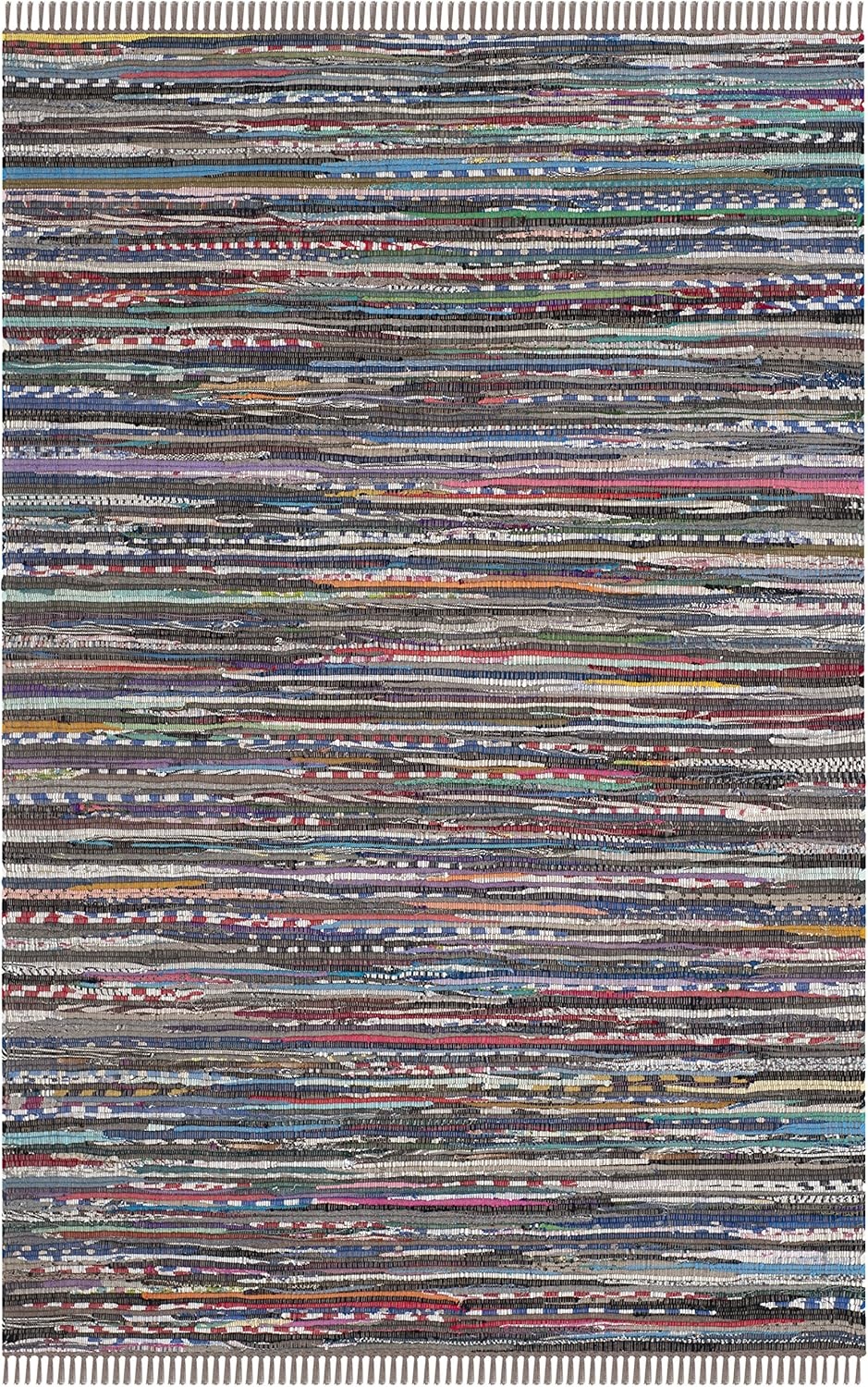 image:imageSAFAVIEH Rag Rug Collection Area Rug 8 x 10 Ivory amp Multi Handmade Boho Stripe Cotton Ideal for High Traffic Areas in Living Room Bedroom RAR121GRustMulti