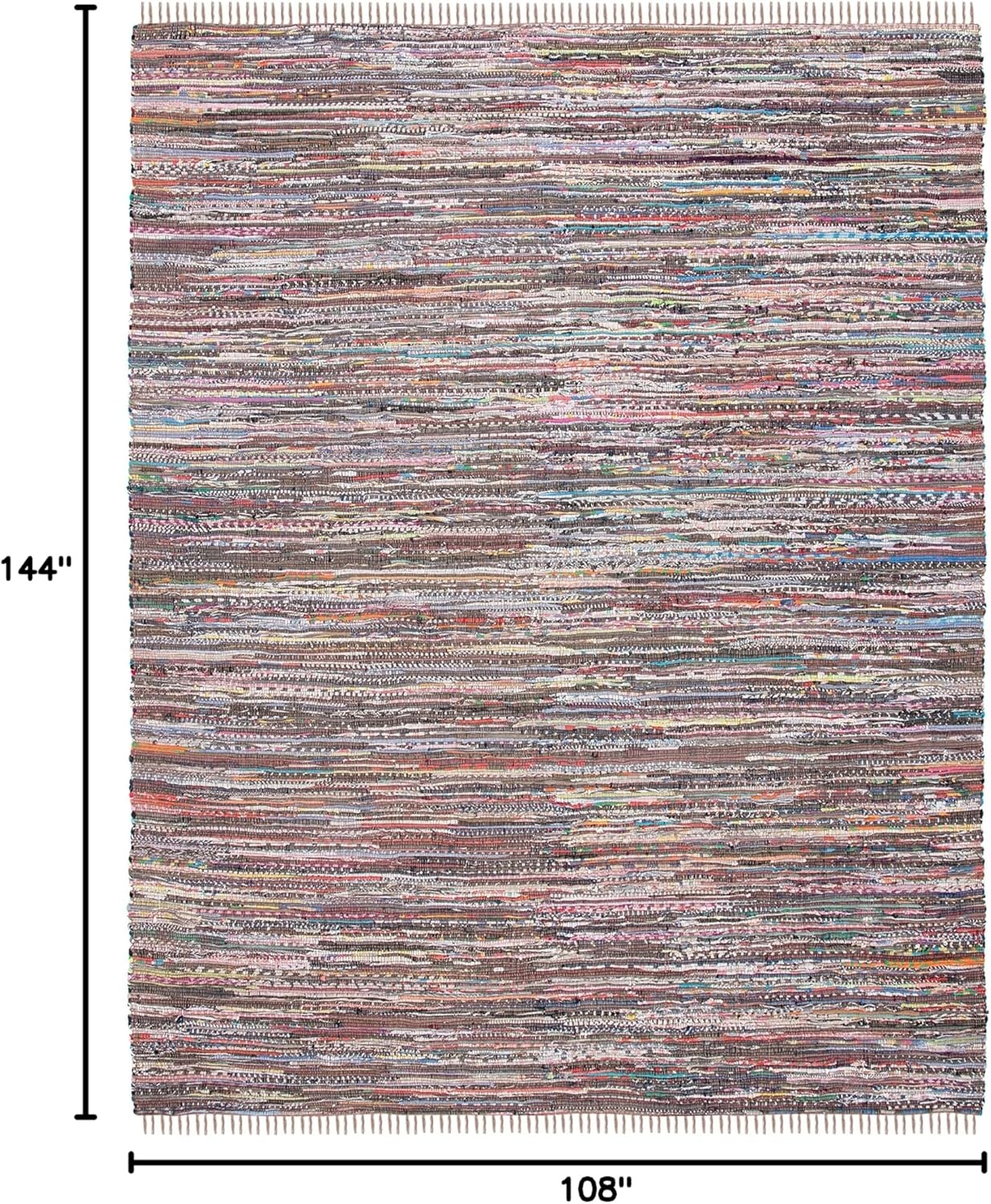 image:imageSAFAVIEH Rag Rug Collection Area Rug 8 x 10 Ivory amp Multi Handmade Boho Stripe Cotton Ideal for High Traffic Areas in Living Room Bedroom RAR121GRustMulti