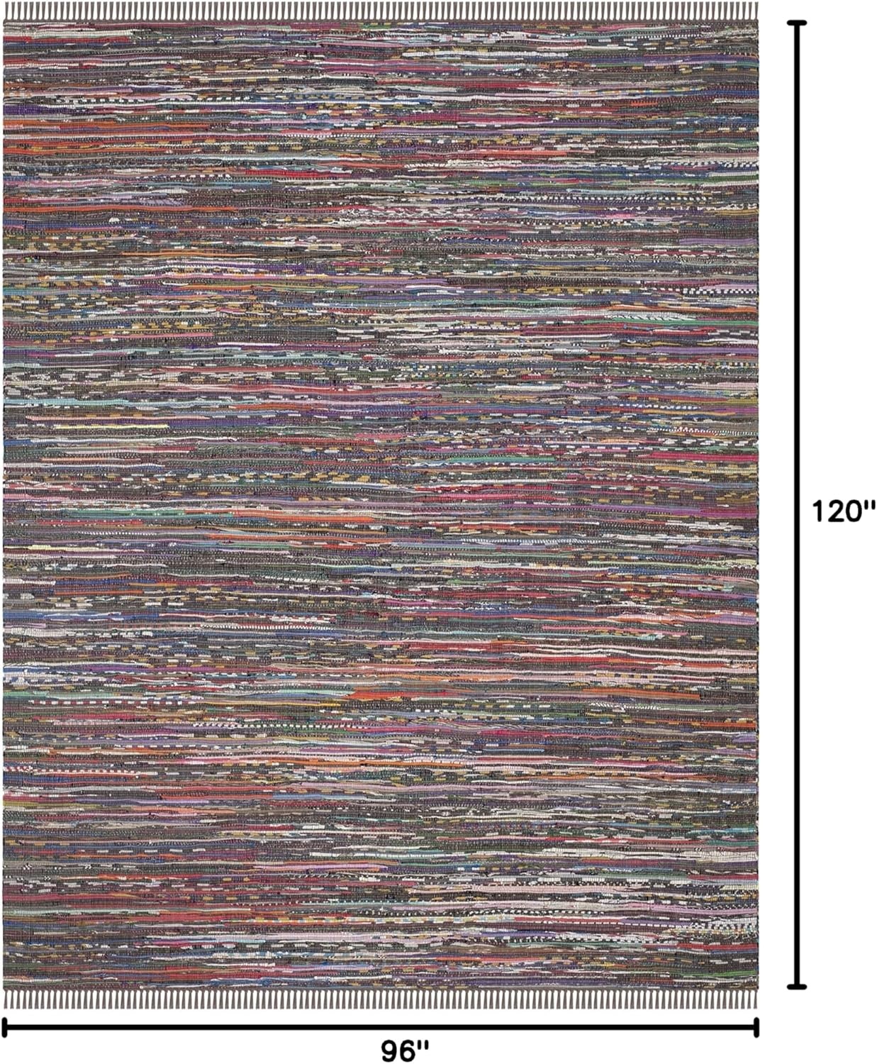 image:imageSAFAVIEH Rag Rug Collection Area Rug 8 x 10 Ivory amp Multi Handmade Boho Stripe Cotton Ideal for High Traffic Areas in Living Room Bedroom RAR121GRustMulti