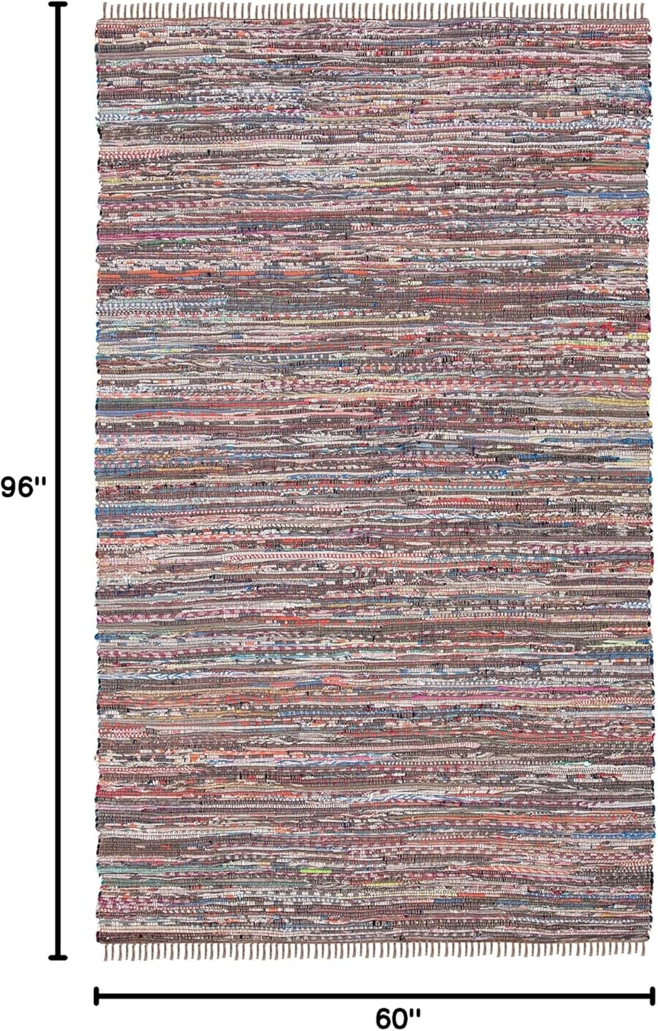 image:imageSAFAVIEH Rag Rug Collection Area Rug 8 x 10 Ivory amp Multi Handmade Boho Stripe Cotton Ideal for High Traffic Areas in Living Room Bedroom RAR121GRustMulti