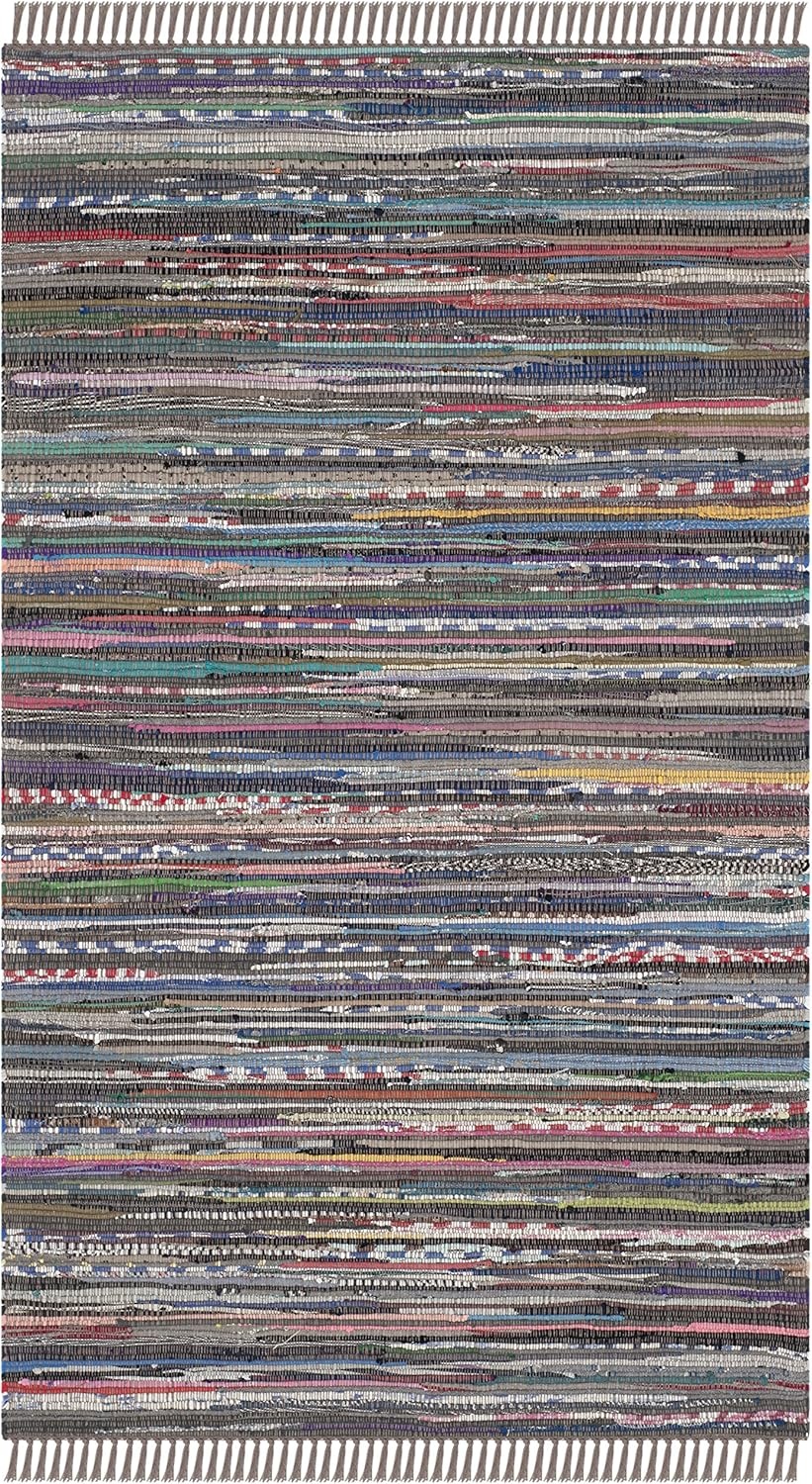 image:imageSAFAVIEH Rag Rug Collection Area Rug 8 x 10 Ivory amp Multi Handmade Boho Stripe Cotton Ideal for High Traffic Areas in Living Room Bedroom RAR121GRustMulti