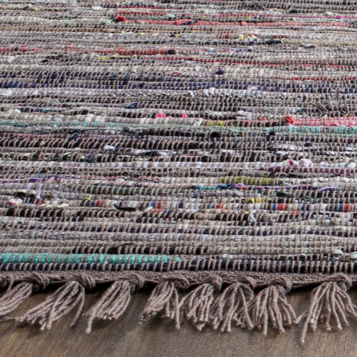 image:imageSAFAVIEH Rag Rug Collection Area Rug 8 x 10 Ivory amp Multi Handmade Boho Stripe Cotton Ideal for High Traffic Areas in Living Room Bedroom RAR121GRustMulti