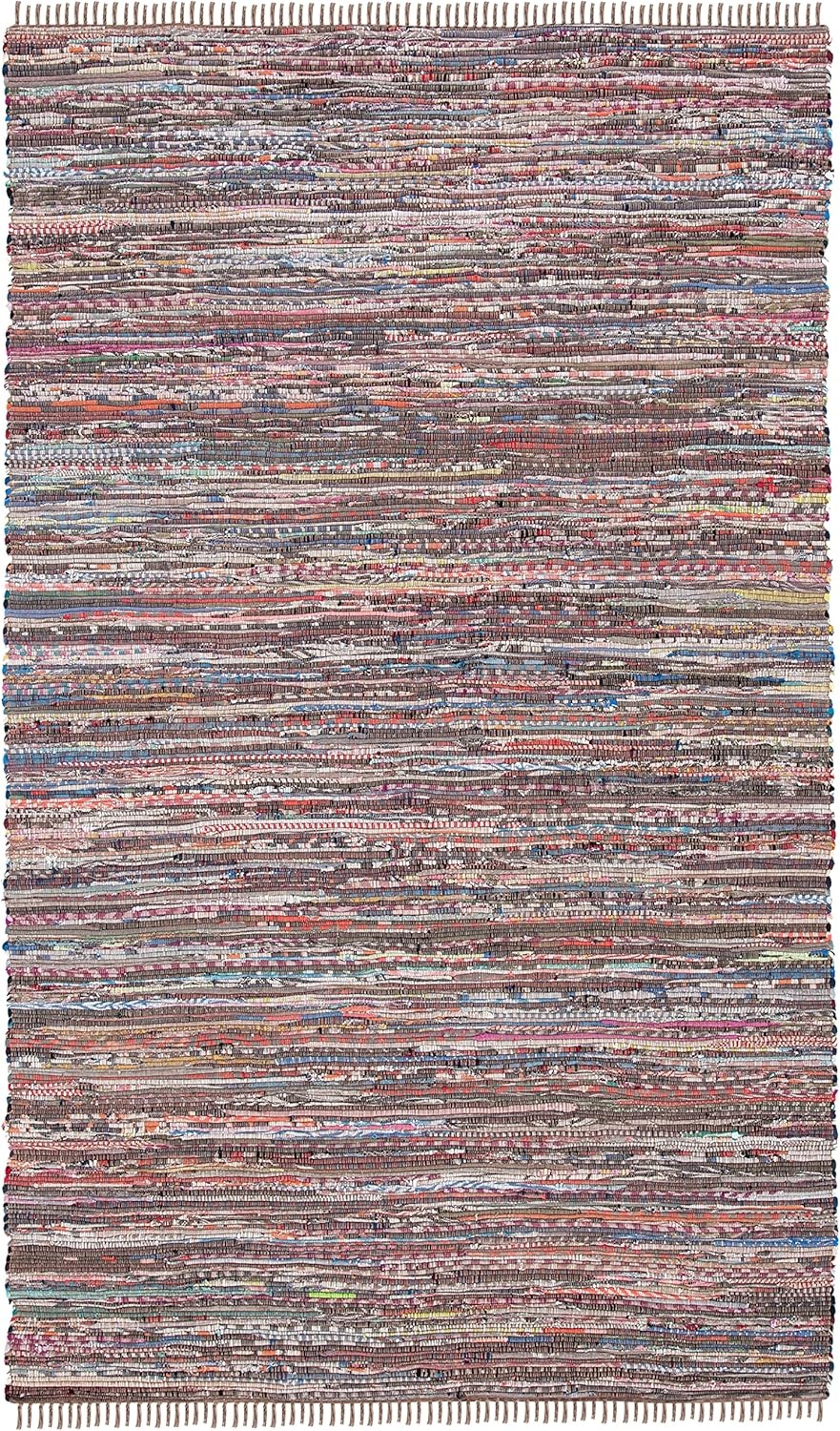 image:imageSAFAVIEH Rag Rug Collection Area Rug 8 x 10 Ivory amp Multi Handmade Boho Stripe Cotton Ideal for High Traffic Areas in Living Room Bedroom RAR121GRustMulti