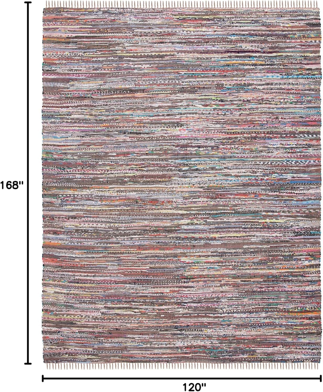 image:imageSAFAVIEH Rag Rug Collection Area Rug 8 x 10 Ivory amp Multi Handmade Boho Stripe Cotton Ideal for High Traffic Areas in Living Room Bedroom RAR121GRustMulti