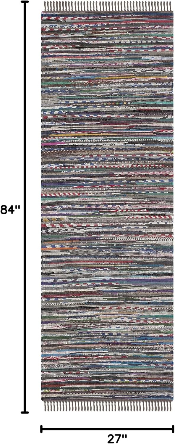 image:imageSAFAVIEH Rag Rug Collection Area Rug 8 x 10 Ivory amp Multi Handmade Boho Stripe Cotton Ideal for High Traffic Areas in Living Room Bedroom RAR121GRustMulti