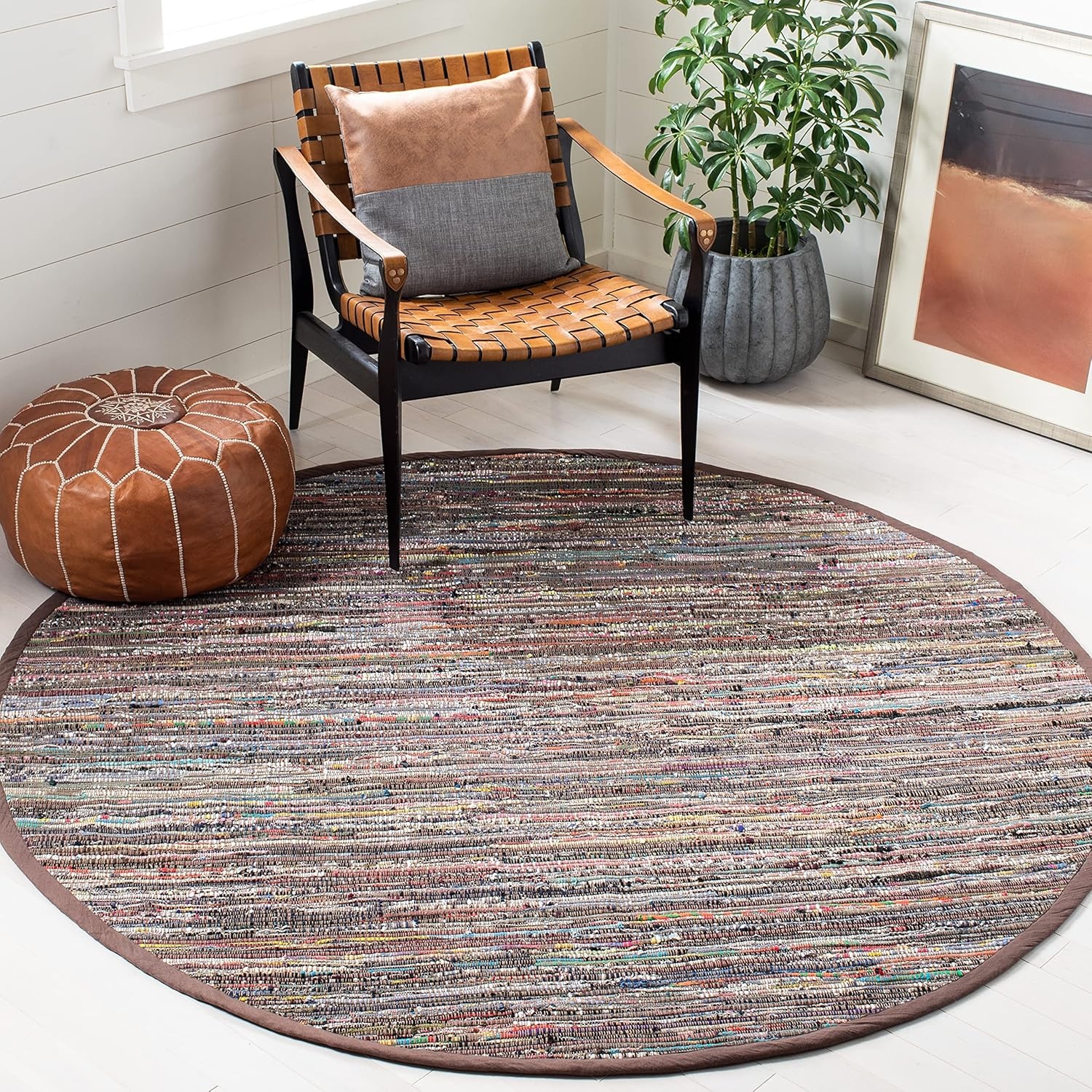 image:imageSAFAVIEH Rag Rug Collection Area Rug 8 x 10 Ivory amp Multi Handmade Boho Stripe Cotton Ideal for High Traffic Areas in Living Room Bedroom RAR121GRustMulti