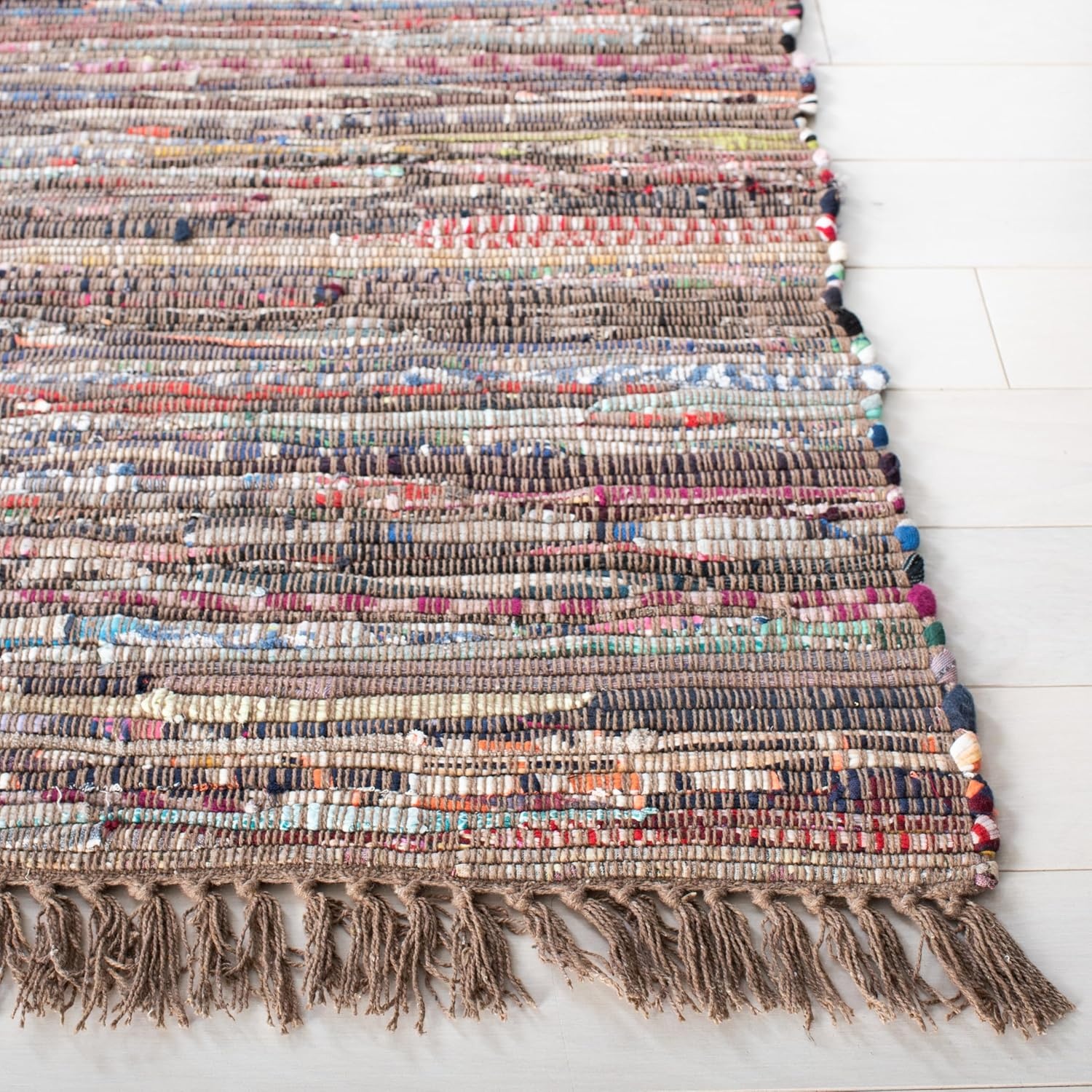 image:imageSAFAVIEH Rag Rug Collection Area Rug 8 x 10 Ivory amp Multi Handmade Boho Stripe Cotton Ideal for High Traffic Areas in Living Room Bedroom RAR121GRustMulti