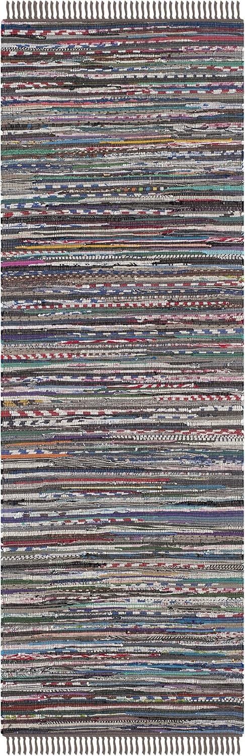 image:imageSAFAVIEH Rag Rug Collection Area Rug 8 x 10 Ivory amp Multi Handmade Boho Stripe Cotton Ideal for High Traffic Areas in Living Room Bedroom RAR121GRustMulti