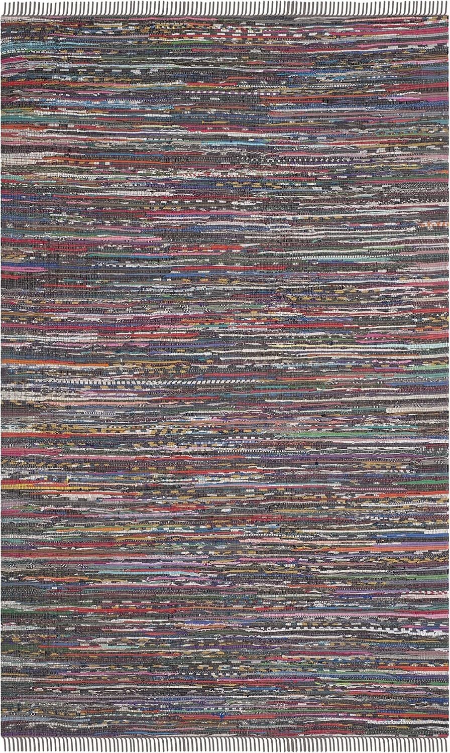 image:imageSAFAVIEH Rag Rug Collection Area Rug 8 x 10 Ivory amp Multi Handmade Boho Stripe Cotton Ideal for High Traffic Areas in Living Room Bedroom RAR121GRustMulti