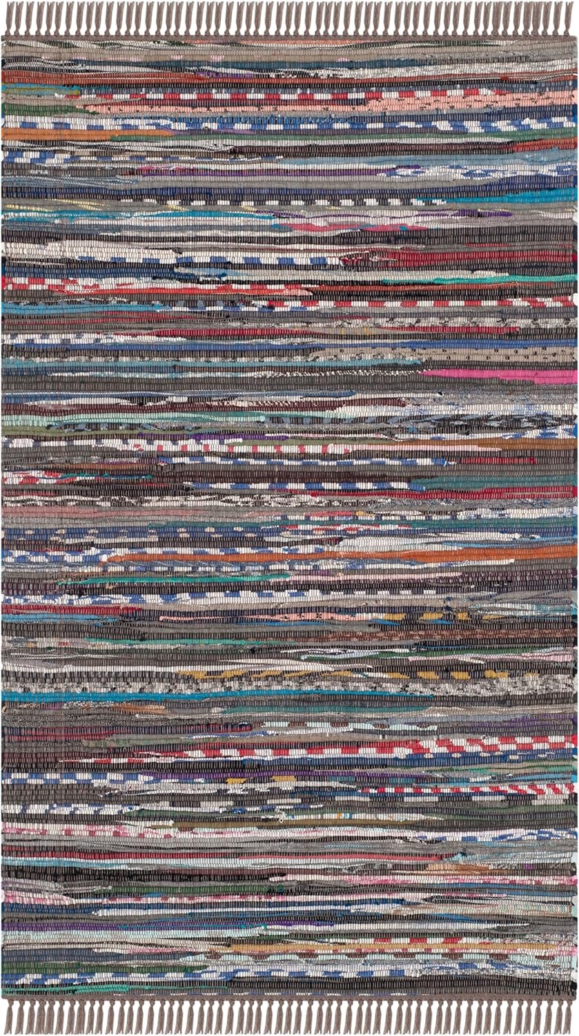 image:imageSAFAVIEH Rag Rug Collection Area Rug 8 x 10 Ivory amp Multi Handmade Boho Stripe Cotton Ideal for High Traffic Areas in Living Room Bedroom RAR121GRustMulti
