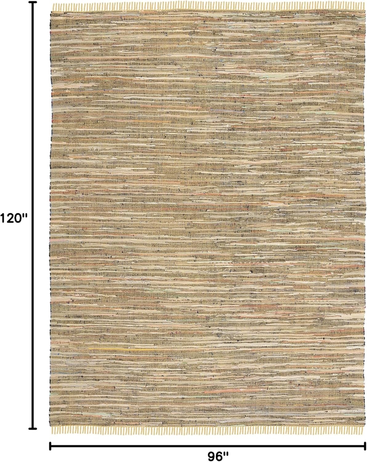 image:imageSAFAVIEH Rag Rug Collection Area Rug 8 x 10 Ivory amp Multi Handmade Boho Stripe Cotton Ideal for High Traffic Areas in Living Room Bedroom RAR121GYellowMulti