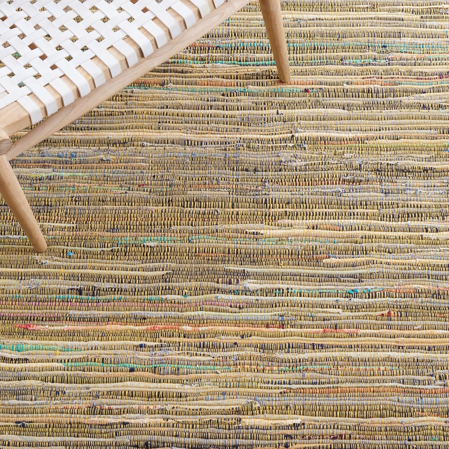 image:imageSAFAVIEH Rag Rug Collection Area Rug 8 x 10 Ivory amp Multi Handmade Boho Stripe Cotton Ideal for High Traffic Areas in Living Room Bedroom RAR121GYellowMulti