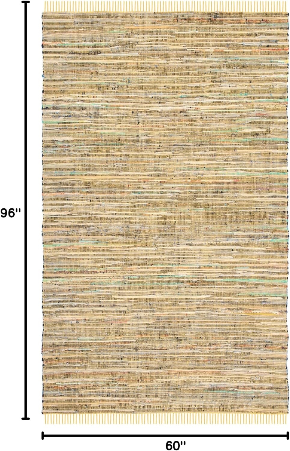 image:imageSAFAVIEH Rag Rug Collection Area Rug 8 x 10 Ivory amp Multi Handmade Boho Stripe Cotton Ideal for High Traffic Areas in Living Room Bedroom RAR121GYellowMulti