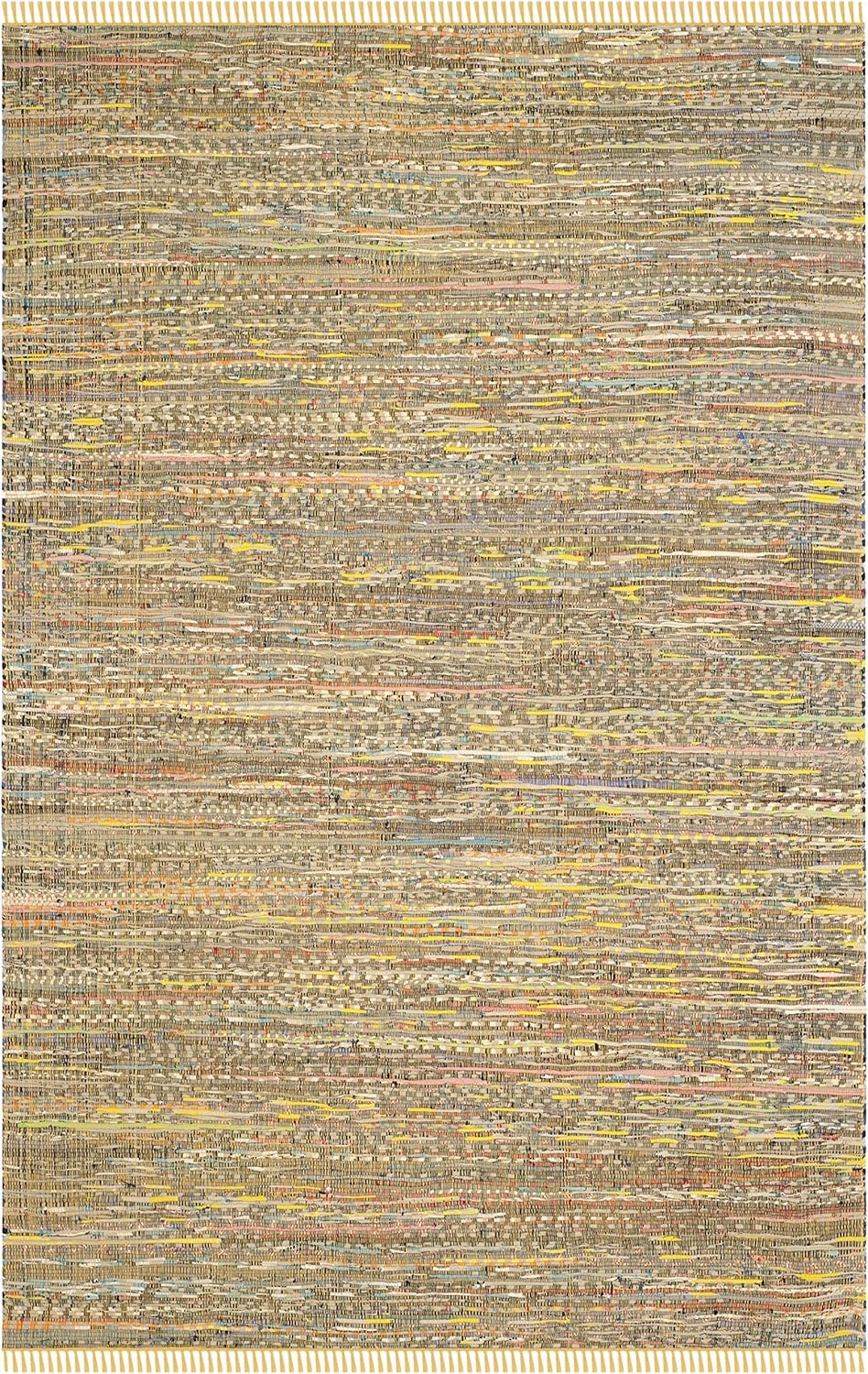 image:imageSAFAVIEH Rag Rug Collection Area Rug 8 x 10 Ivory amp Multi Handmade Boho Stripe Cotton Ideal for High Traffic Areas in Living Room Bedroom RAR121GYellowMulti
