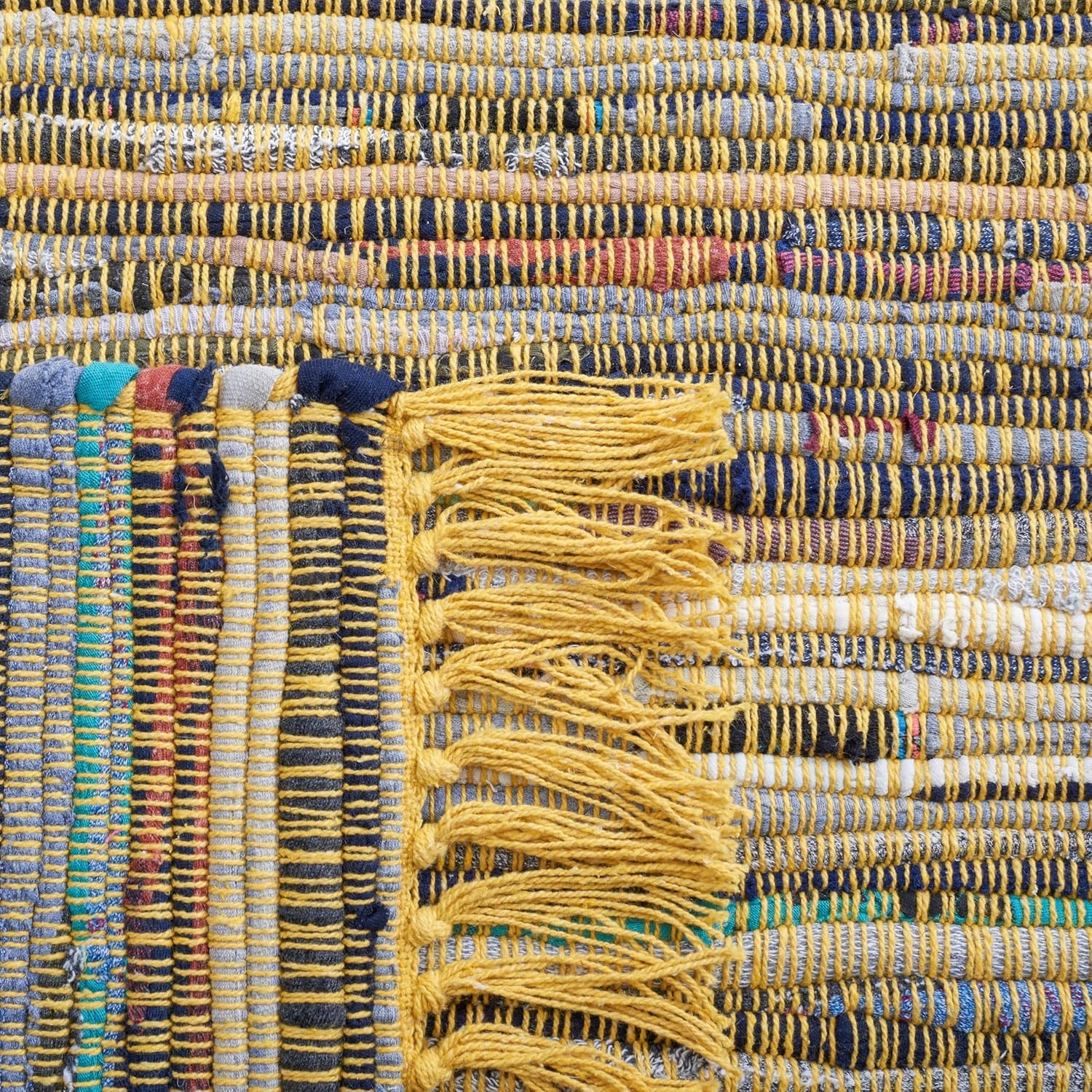 image:imageSAFAVIEH Rag Rug Collection Area Rug 8 x 10 Ivory amp Multi Handmade Boho Stripe Cotton Ideal for High Traffic Areas in Living Room Bedroom RAR121GYellowMulti