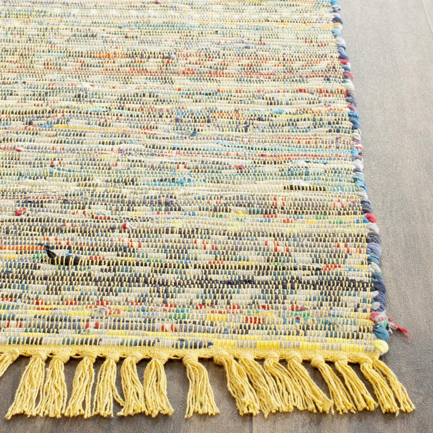 image:imageSAFAVIEH Rag Rug Collection Area Rug 8 x 10 Ivory amp Multi Handmade Boho Stripe Cotton Ideal for High Traffic Areas in Living Room Bedroom RAR121GYellowMulti