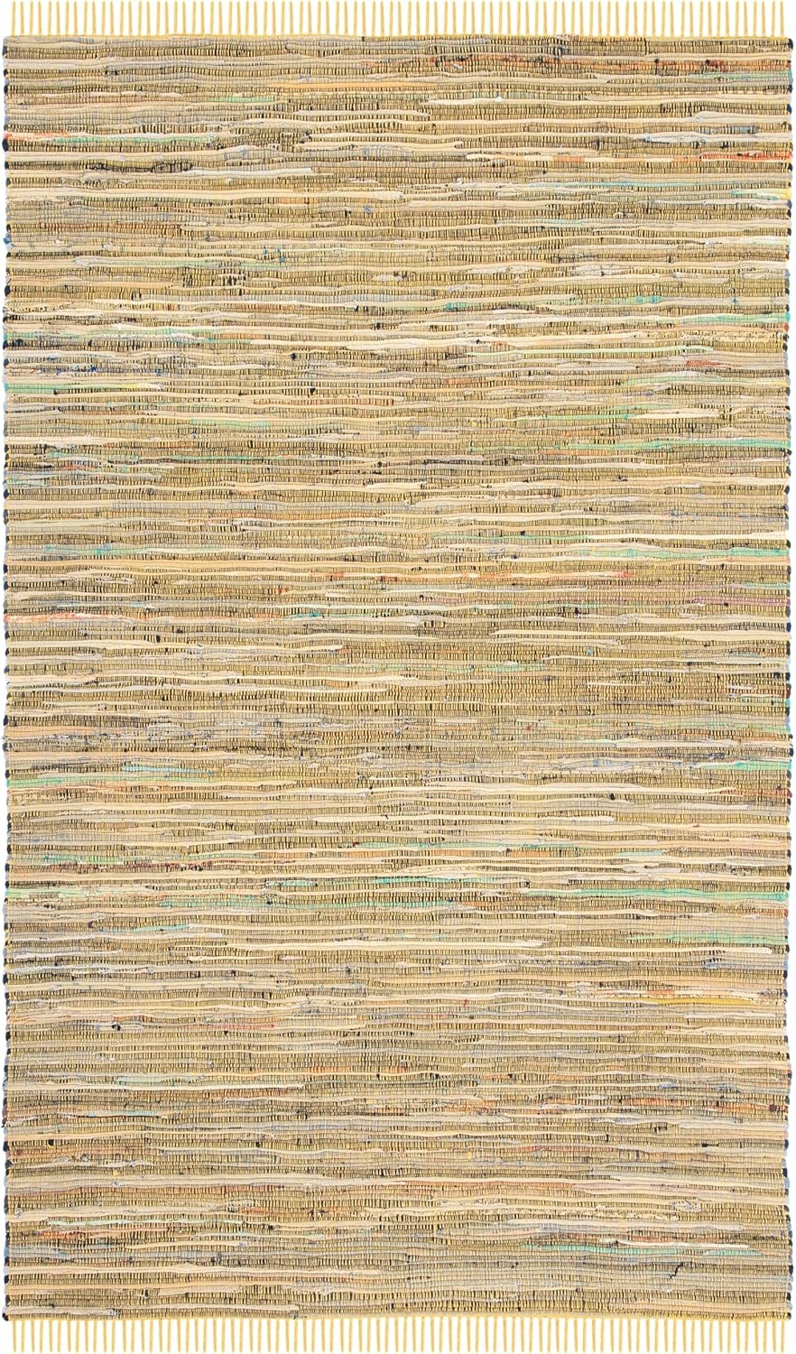 image:imageSAFAVIEH Rag Rug Collection Area Rug 8 x 10 Ivory amp Multi Handmade Boho Stripe Cotton Ideal for High Traffic Areas in Living Room Bedroom RAR121GYellowMulti