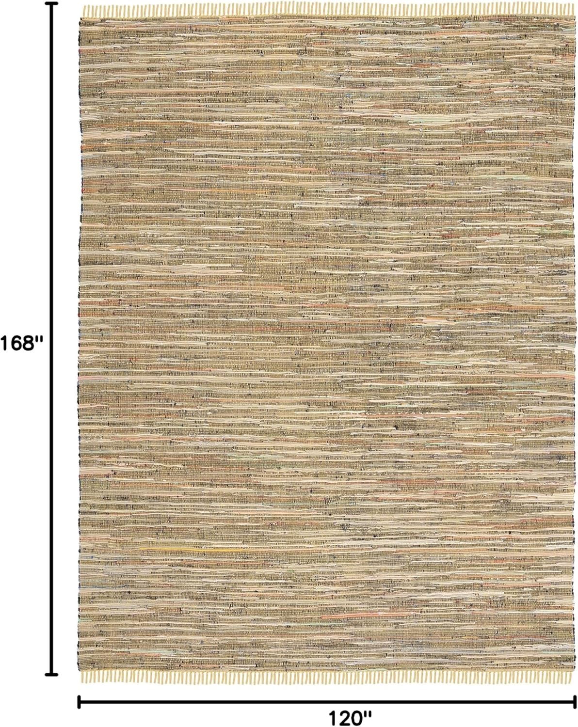 image:imageSAFAVIEH Rag Rug Collection Area Rug 8 x 10 Ivory amp Multi Handmade Boho Stripe Cotton Ideal for High Traffic Areas in Living Room Bedroom RAR121GYellowMulti