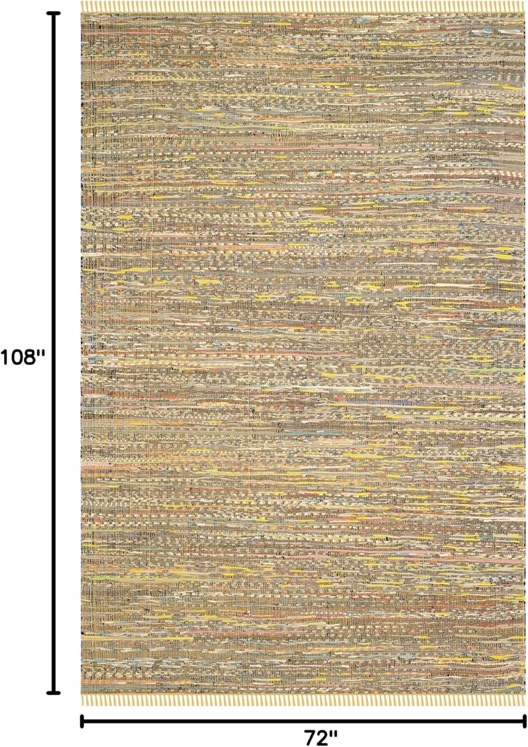 image:imageSAFAVIEH Rag Rug Collection Area Rug 8 x 10 Ivory amp Multi Handmade Boho Stripe Cotton Ideal for High Traffic Areas in Living Room Bedroom RAR121GYellowMulti
