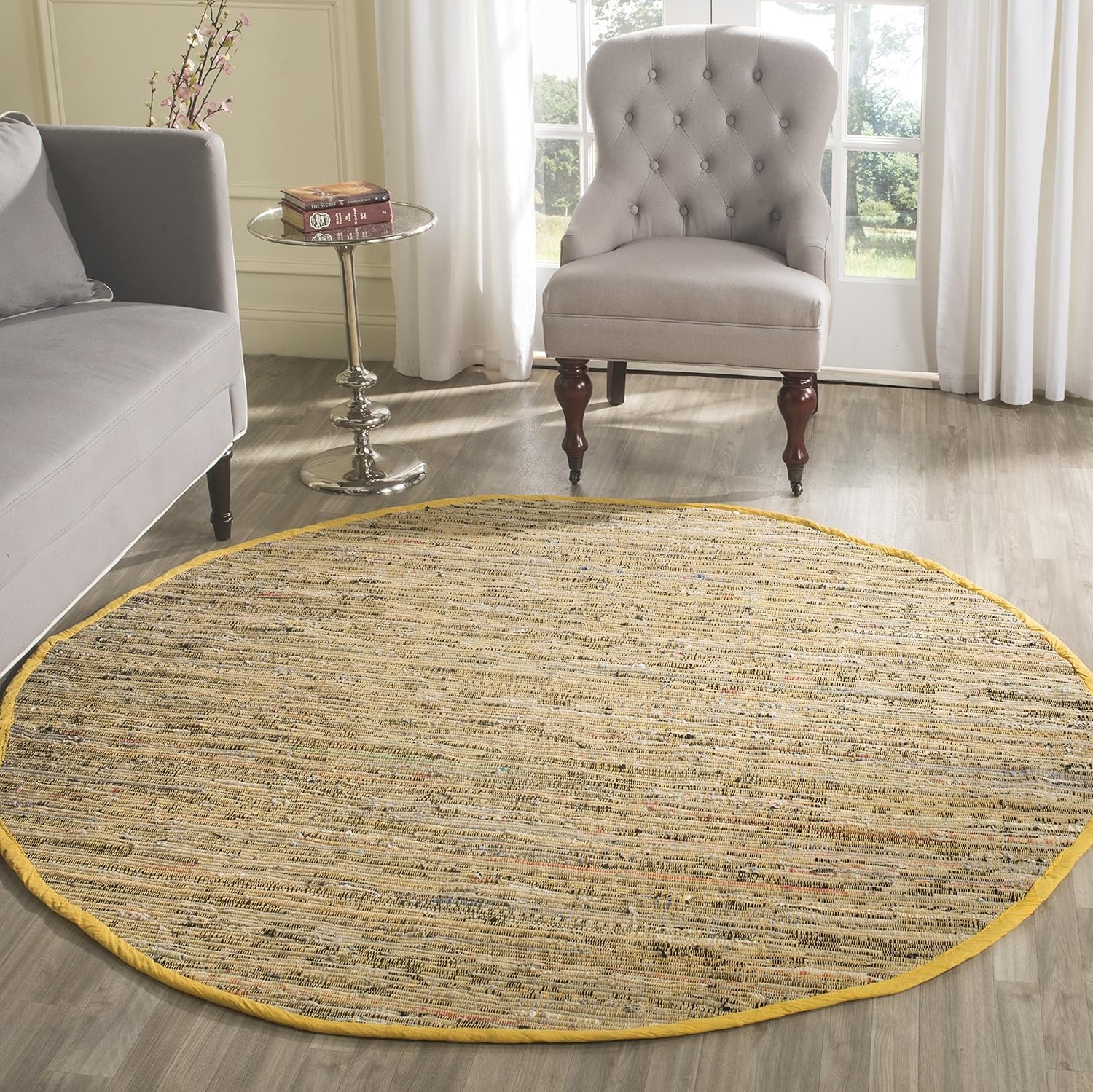 image:imageSAFAVIEH Rag Rug Collection Area Rug 8 x 10 Ivory amp Multi Handmade Boho Stripe Cotton Ideal for High Traffic Areas in Living Room Bedroom RAR121GYellowMulti