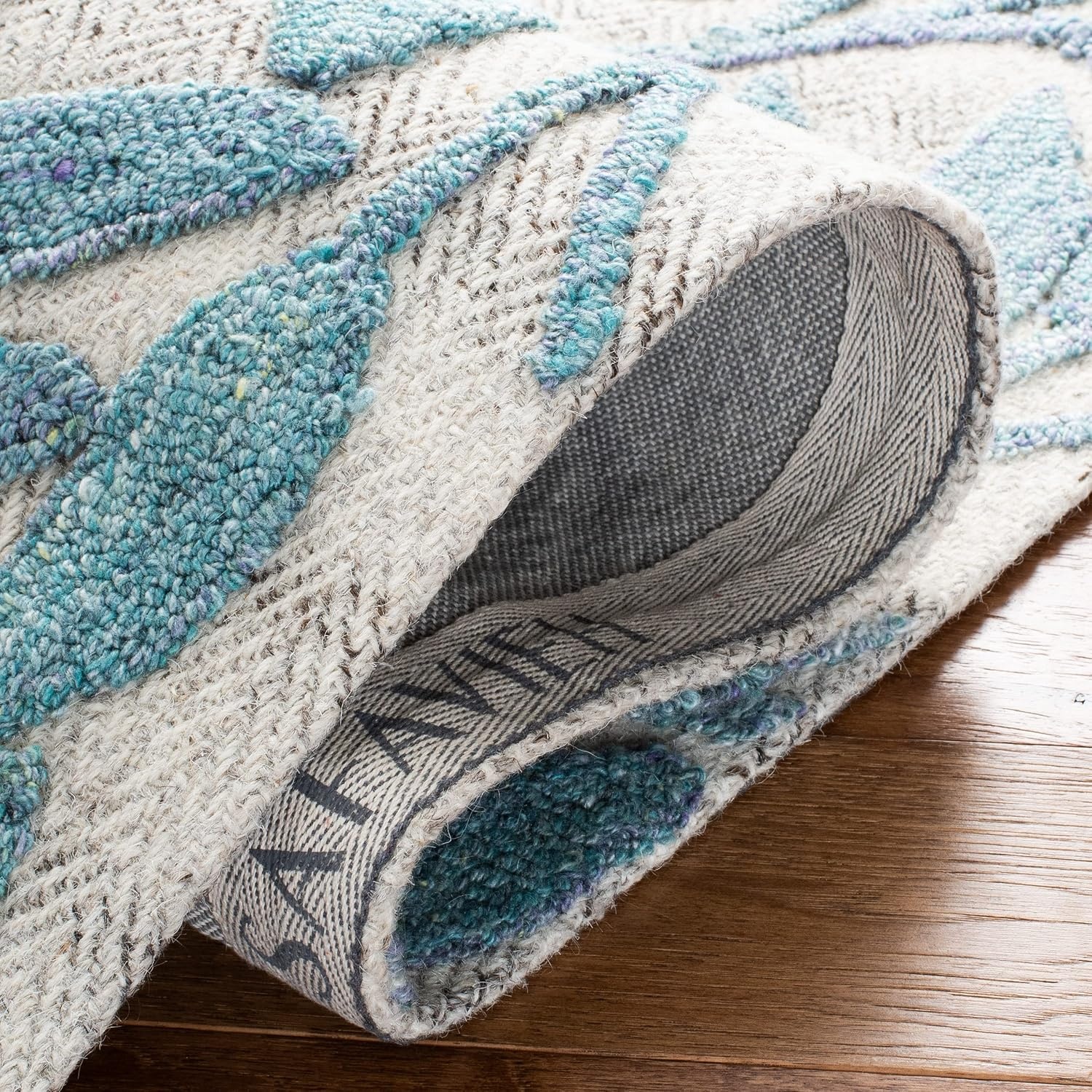 image:imageSAFAVIEH South Hampton Collection 8 x 10 Beige SHA302B Handmade Botanical Wool Area RugBlue