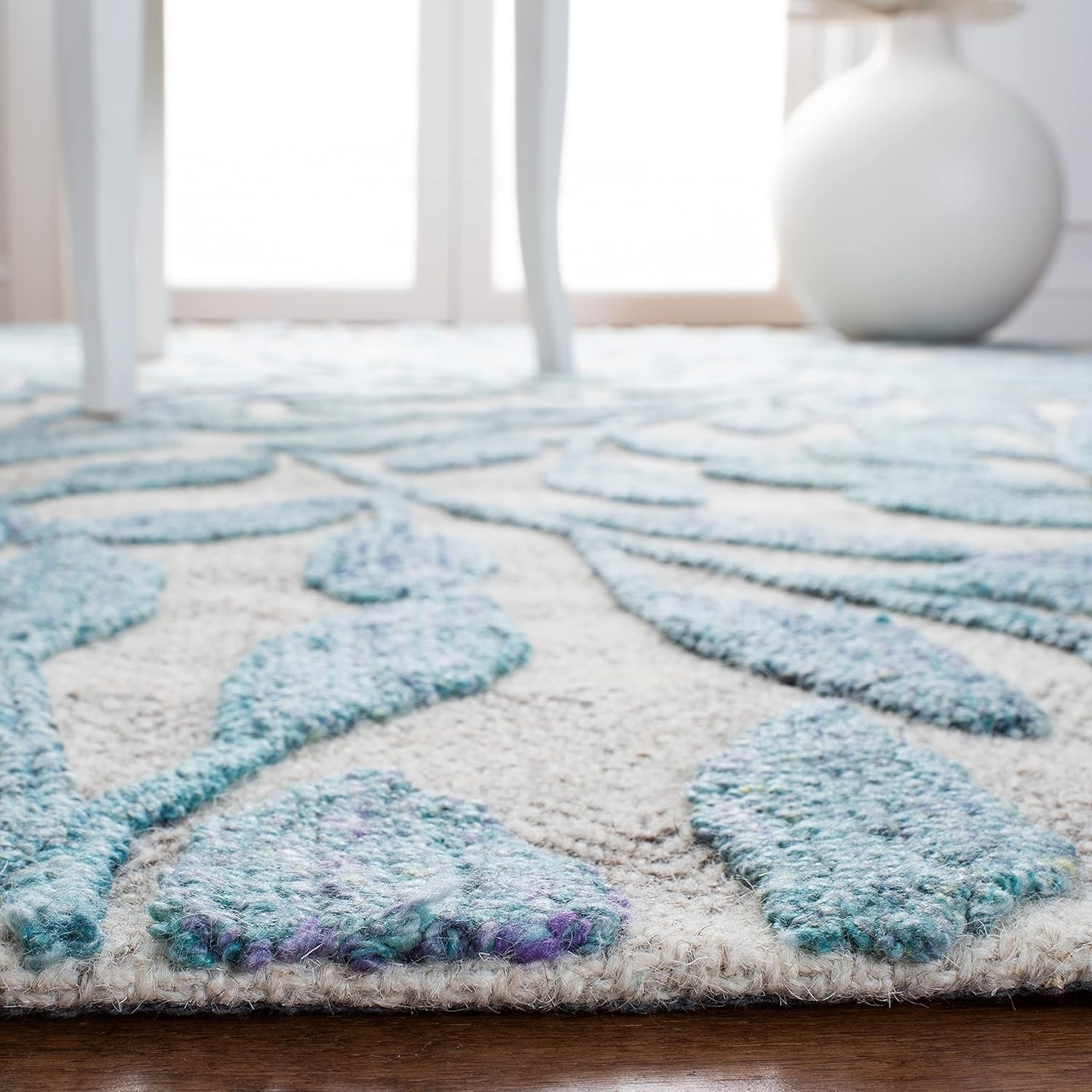 image:imageSAFAVIEH South Hampton Collection 8 x 10 Beige SHA302B Handmade Botanical Wool Area RugBlue