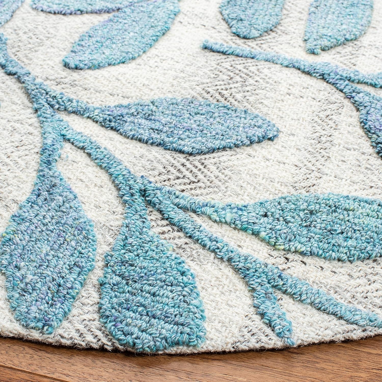 image:imageSAFAVIEH South Hampton Collection 8 x 10 Beige SHA302B Handmade Botanical Wool Area RugBlue