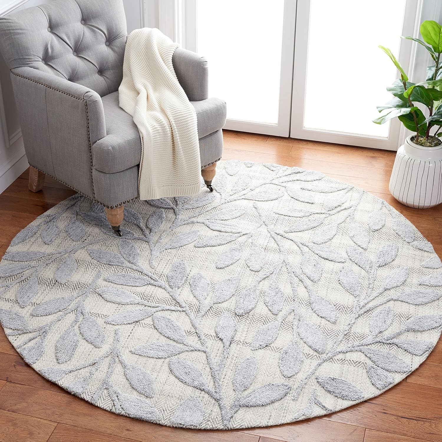 image:imageSAFAVIEH South Hampton Collection 8 x 10 Beige SHA302B Handmade Botanical Wool Area RugGrey
