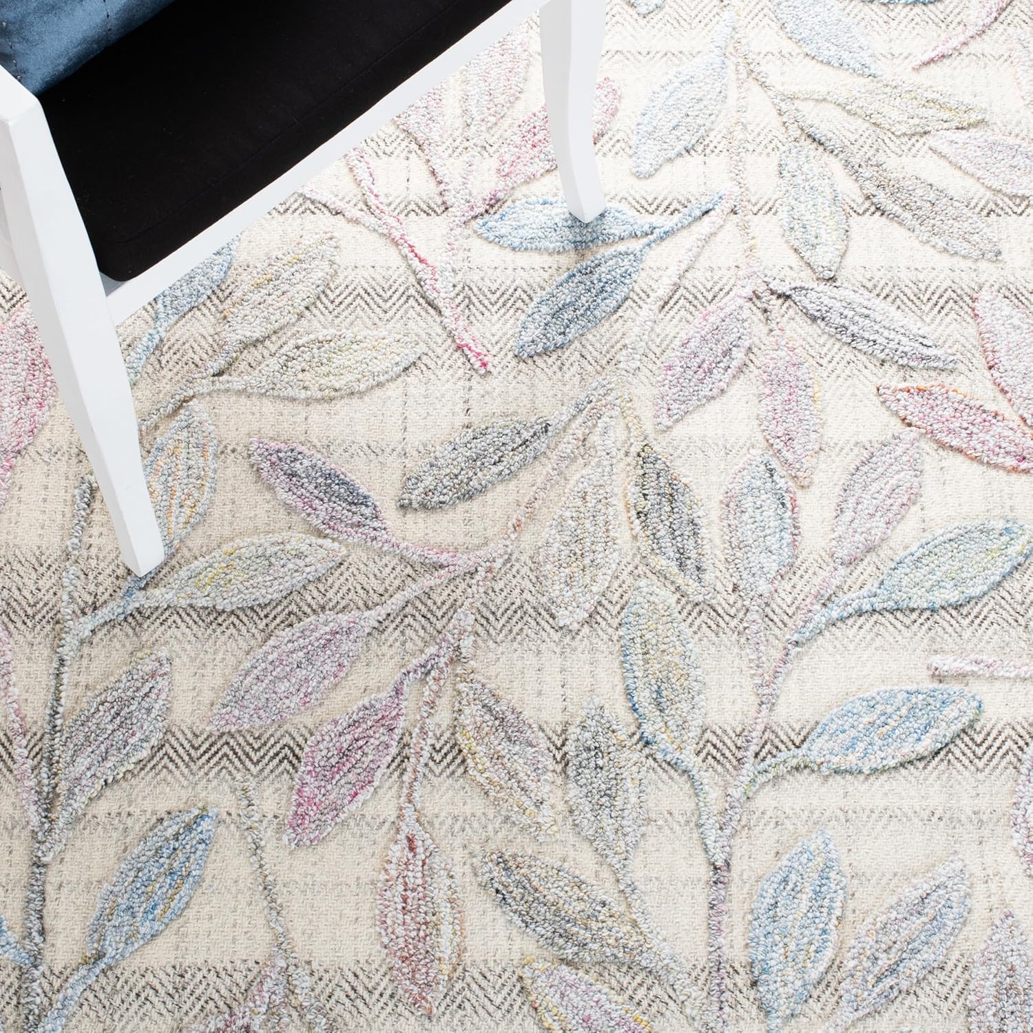 image:imageSAFAVIEH South Hampton Collection 8 x 10 Beige SHA302B Handmade Botanical Wool Area RugPurpleBlue