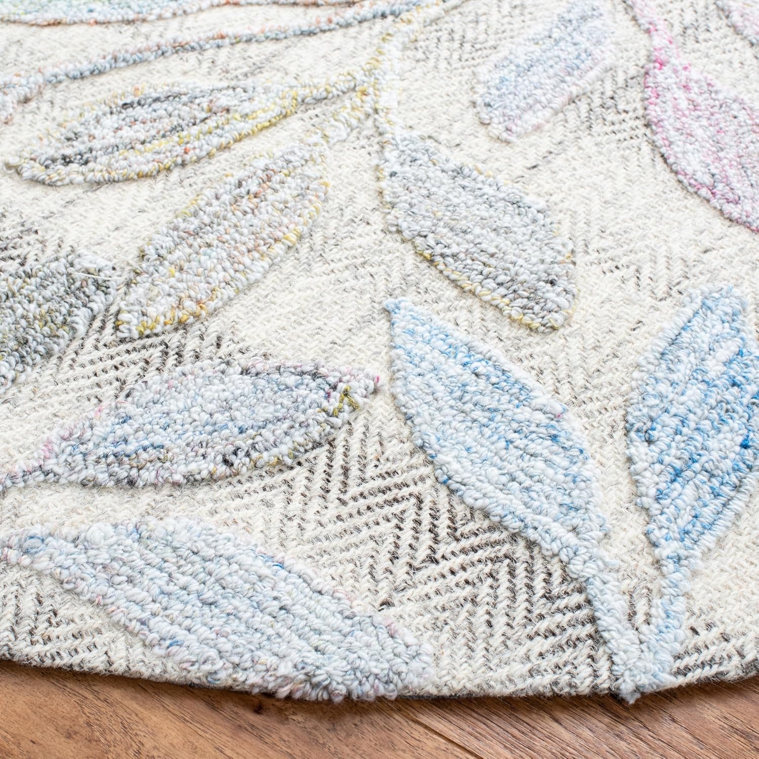 image:imageSAFAVIEH South Hampton Collection 8 x 10 Beige SHA302B Handmade Botanical Wool Area RugPurpleBlue