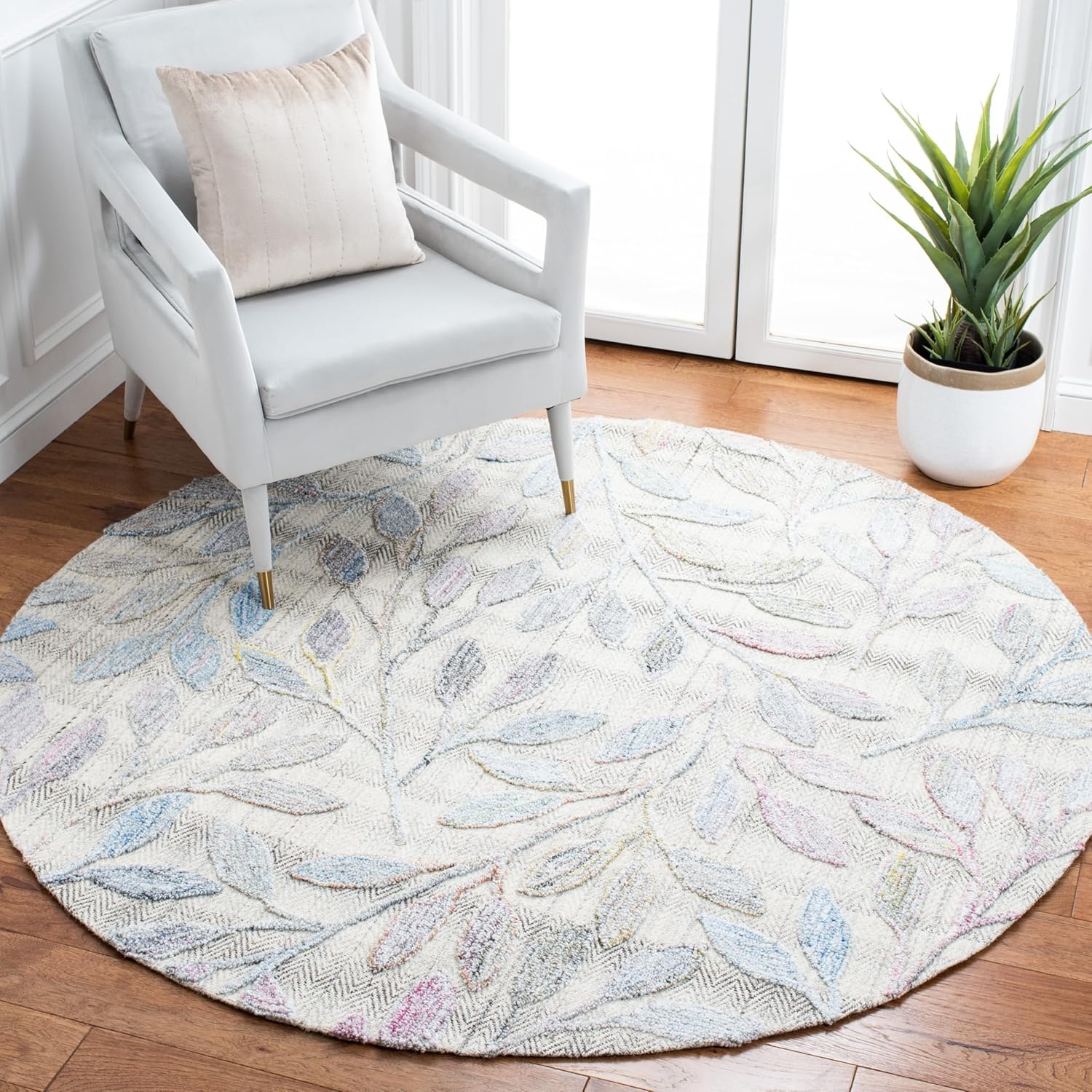 image:imageSAFAVIEH South Hampton Collection 8 x 10 Beige SHA302B Handmade Botanical Wool Area RugPurpleBlue