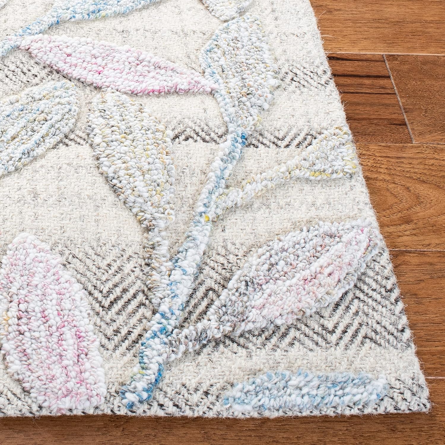 image:imageSAFAVIEH South Hampton Collection 8 x 10 Beige SHA302B Handmade Botanical Wool Area RugPurpleBlue